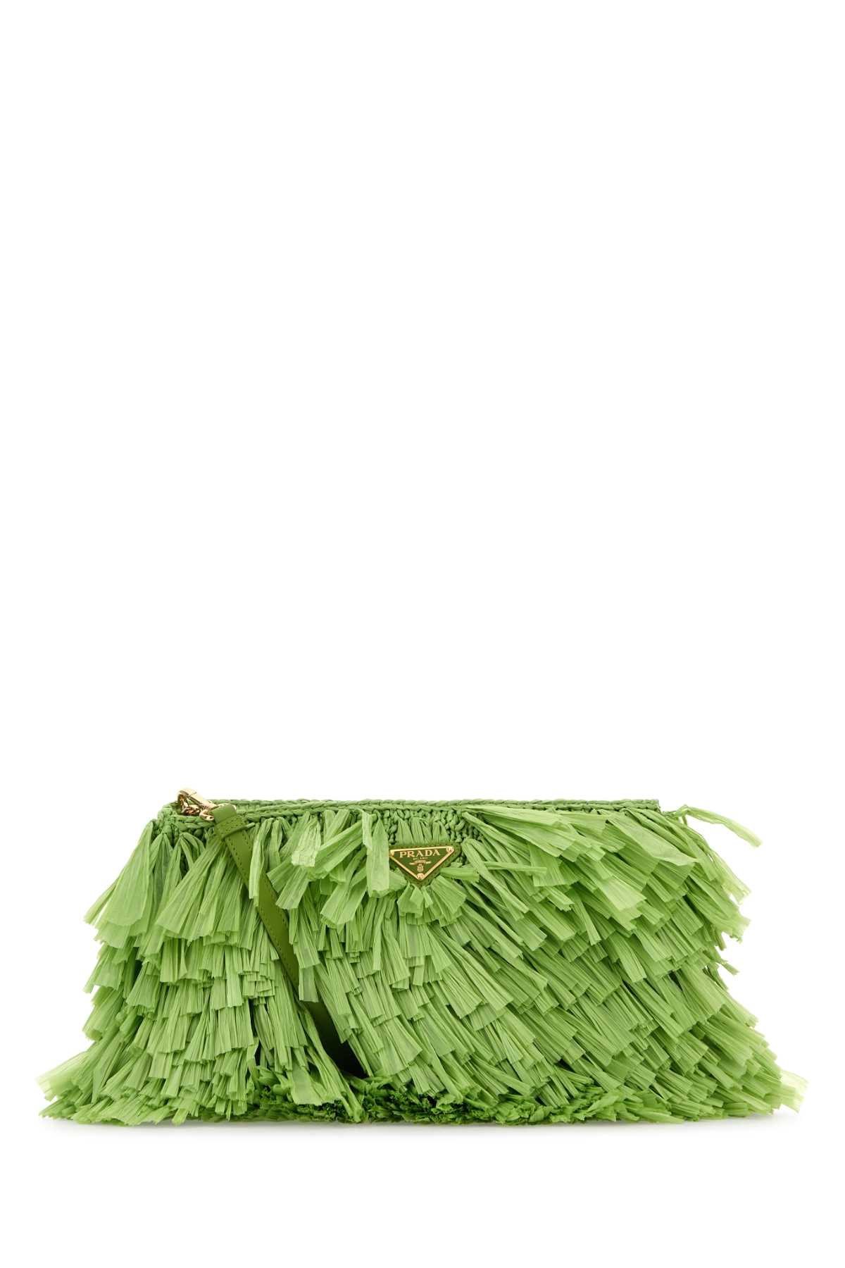 Prada Crochet Clutch Bag Fringe Detailing In Green