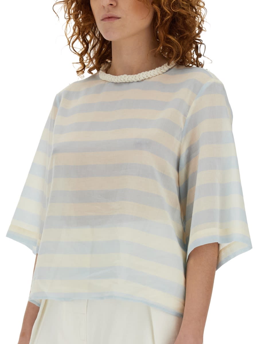 Shop Alysi Striped Tops. In Baby Blue