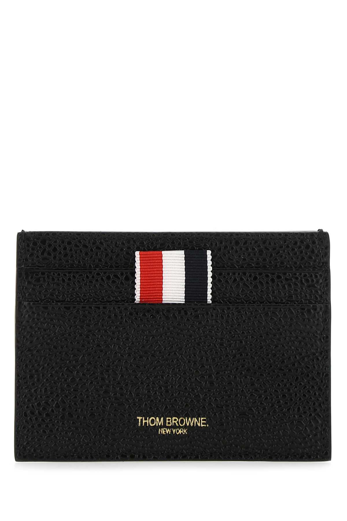Shop Thom Browne Black Leather Card Holder In 001