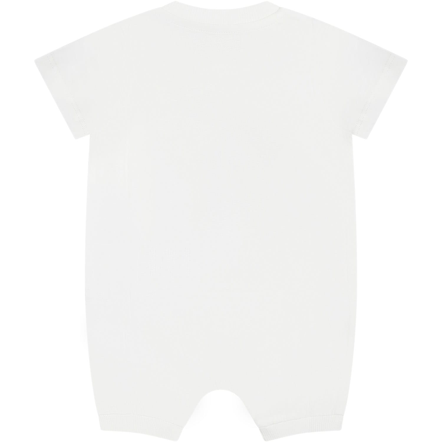 Shop Moschino Ivory Bodysuit For Babies With Teddy Bear And Pinwheel