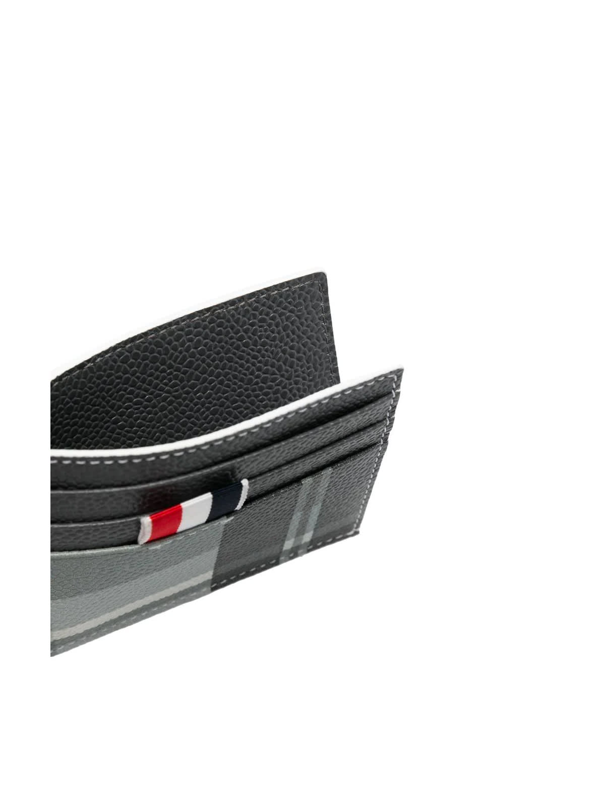 Thom Browne Single Card Holder With Note Compartment In Madras Print In