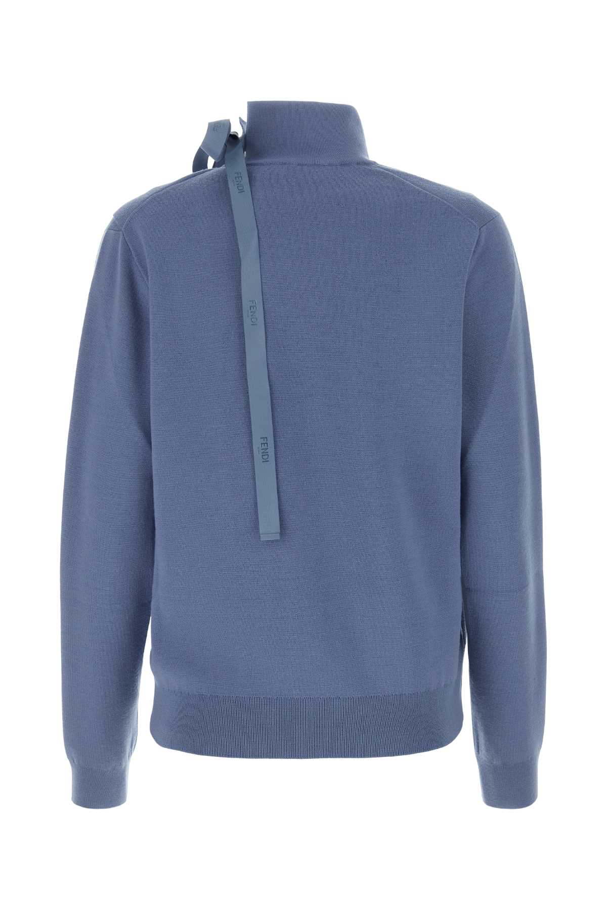Shop Fendi Air Force Blue Stretch Wool Blend Sweater In Perfect