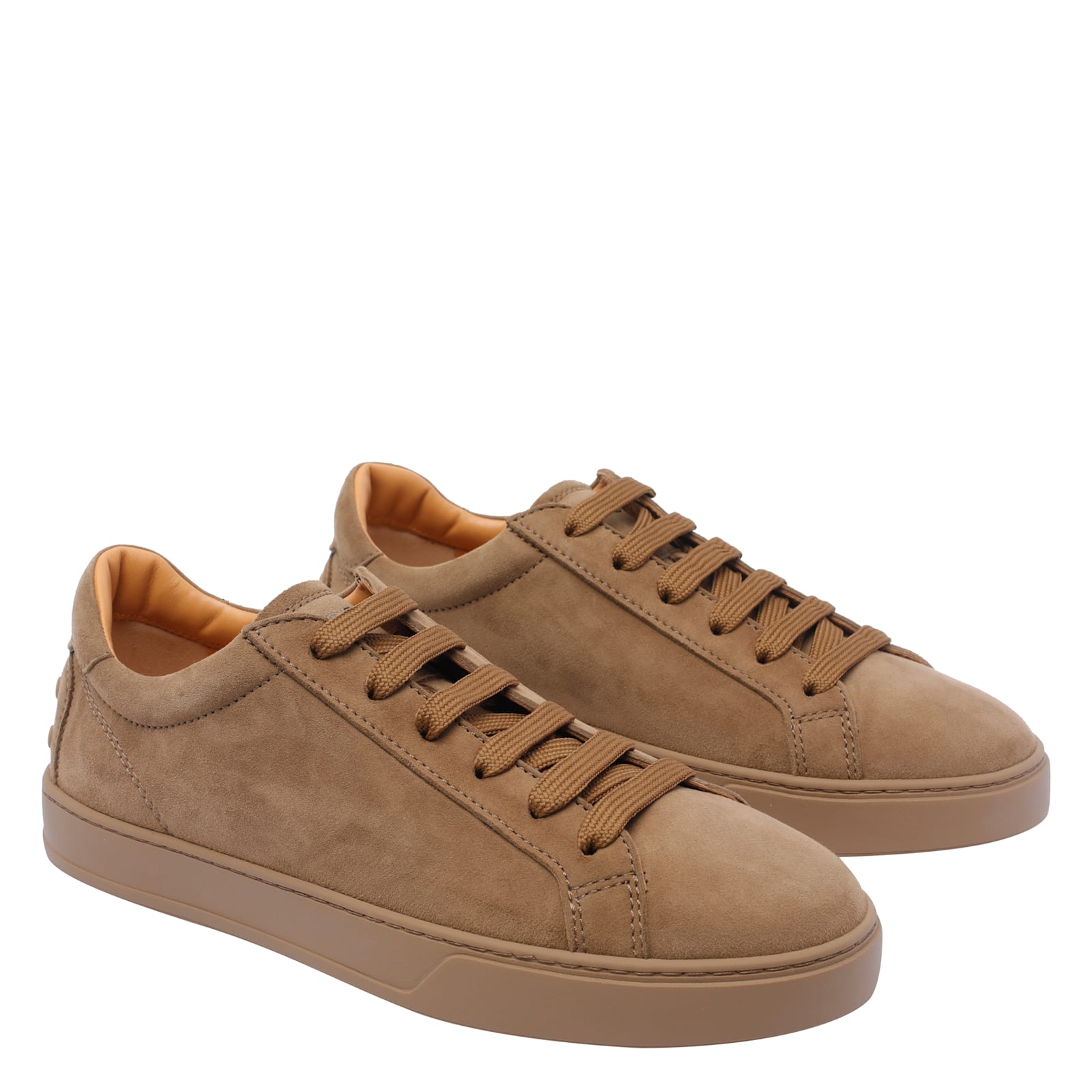 Tod's Round Toe Low-top Rubber Sole Sneakers In Brown