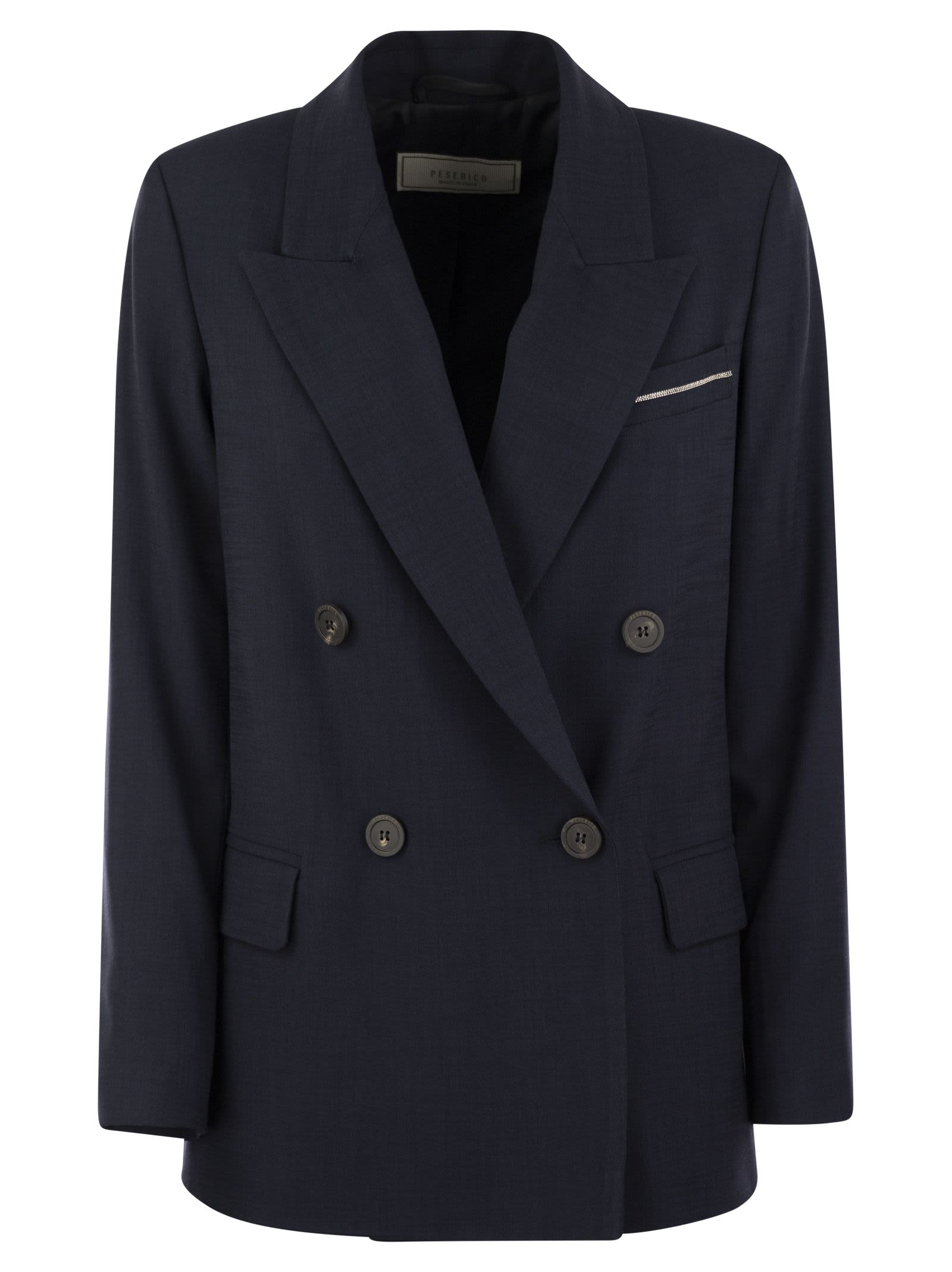 Viscose Blend Double-breasted Blazer