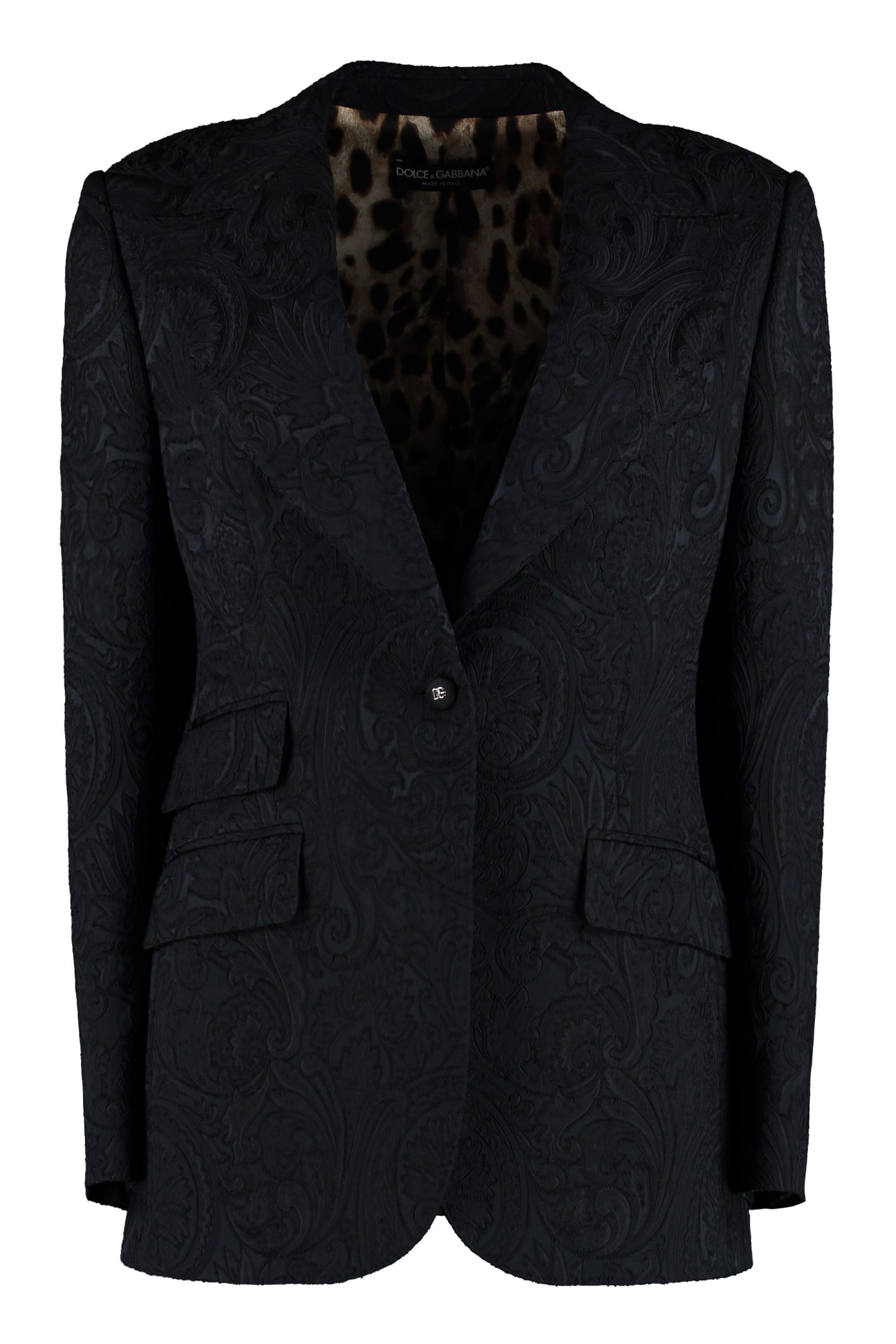 Shop Dolce & Gabbana Brocade Sigle-breasted Blazer In Black
