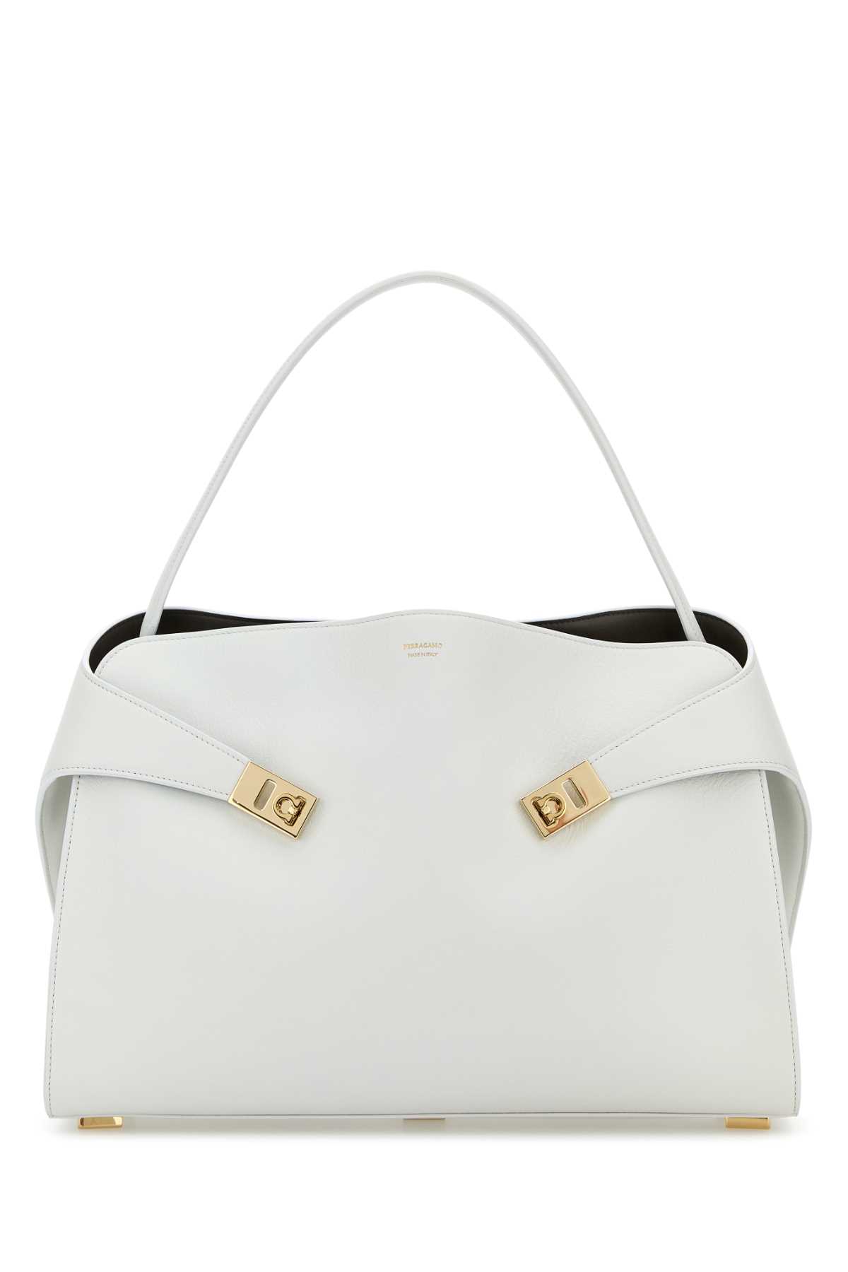 Shop Ferragamo White Leather Large Hug Soft Shoulder Bag