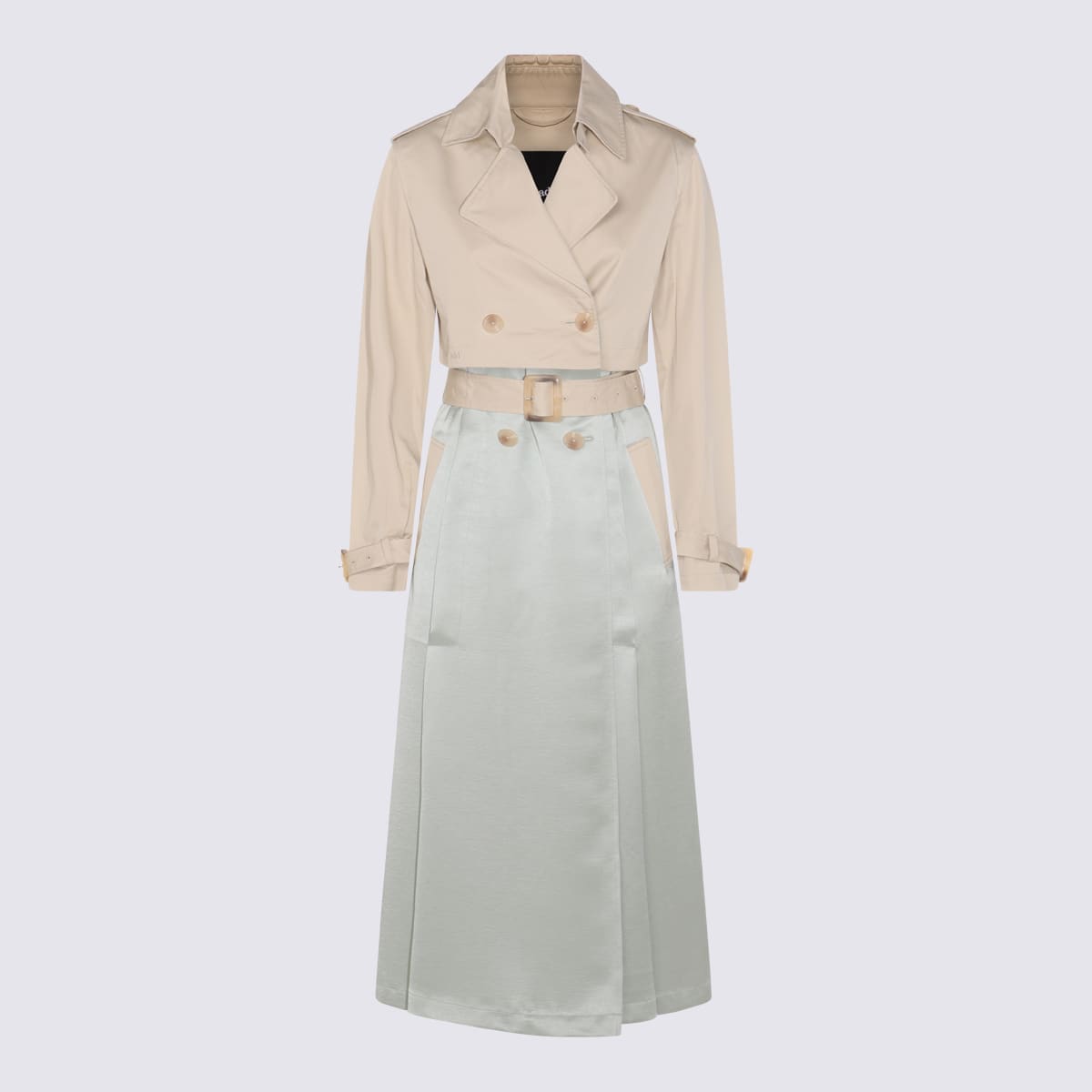 Add Beige And White Trench Coat