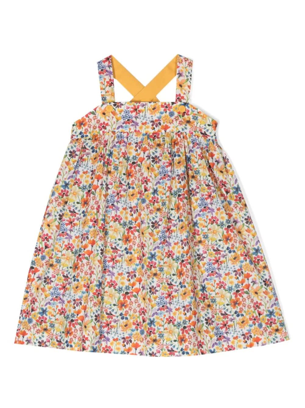 Shop Il Gufo Sleeveless Dress In A Liberty-fabric Material In Multicolour