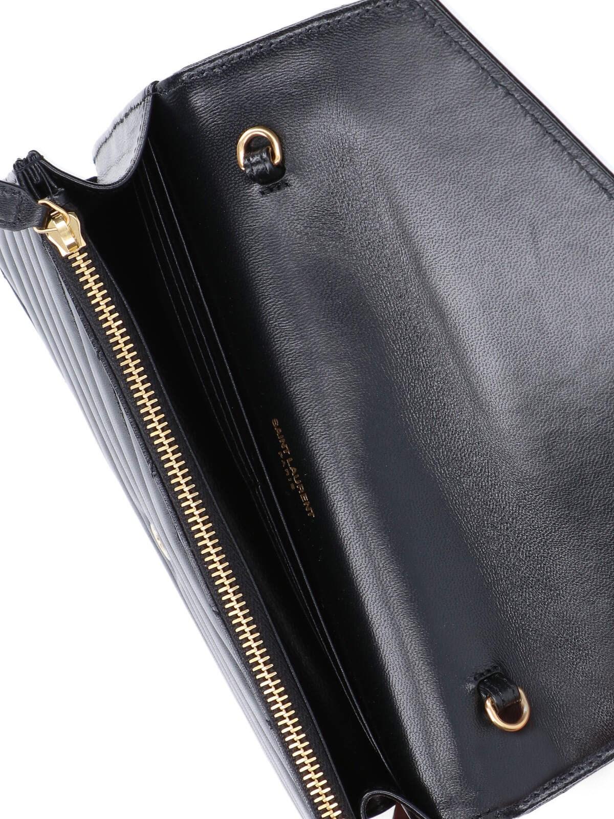 Saint Laurent Envelope Cassandre Chain Wallet In Black