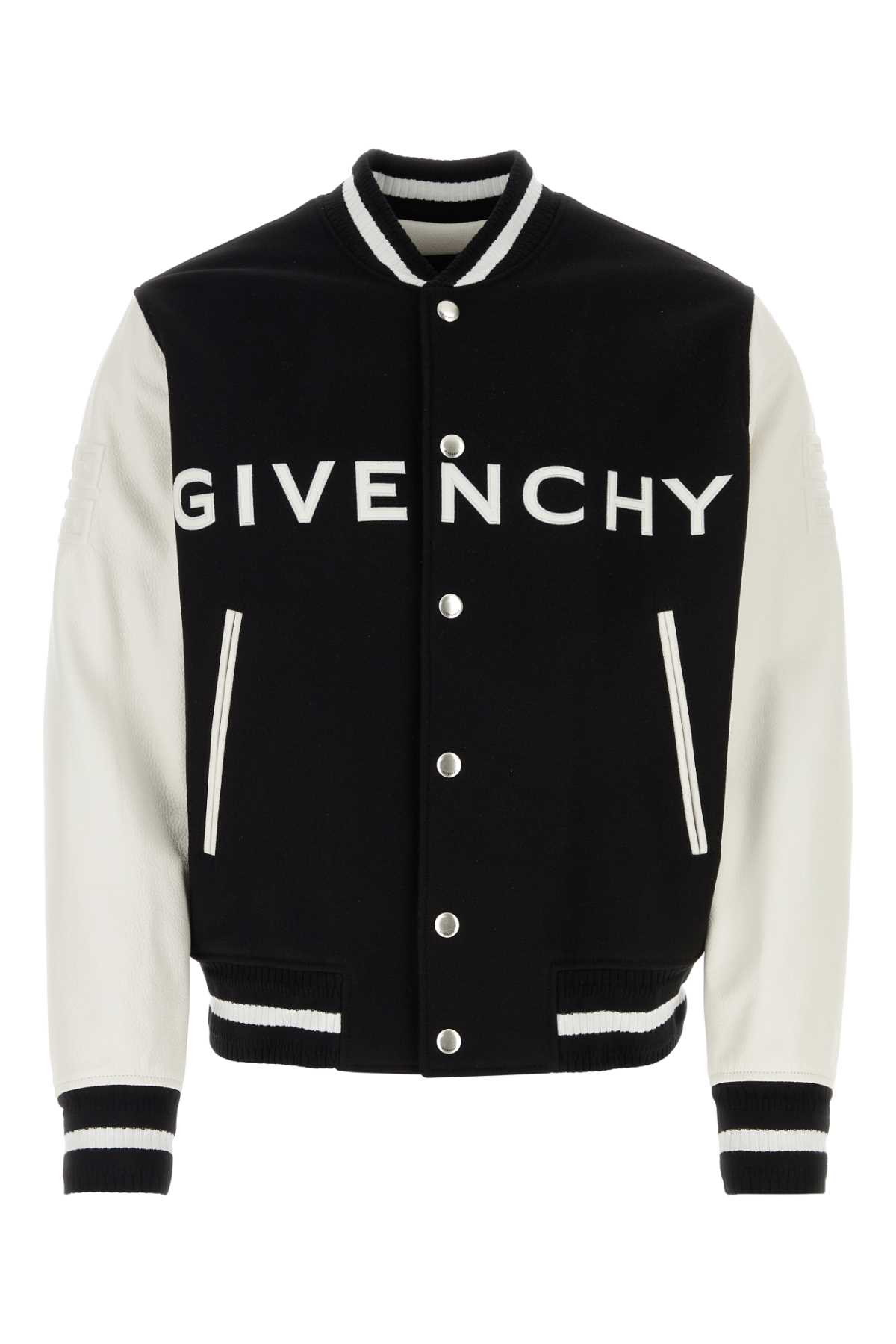 Shop Givenchy Black Felt Bomber Jacket In Blackwhite