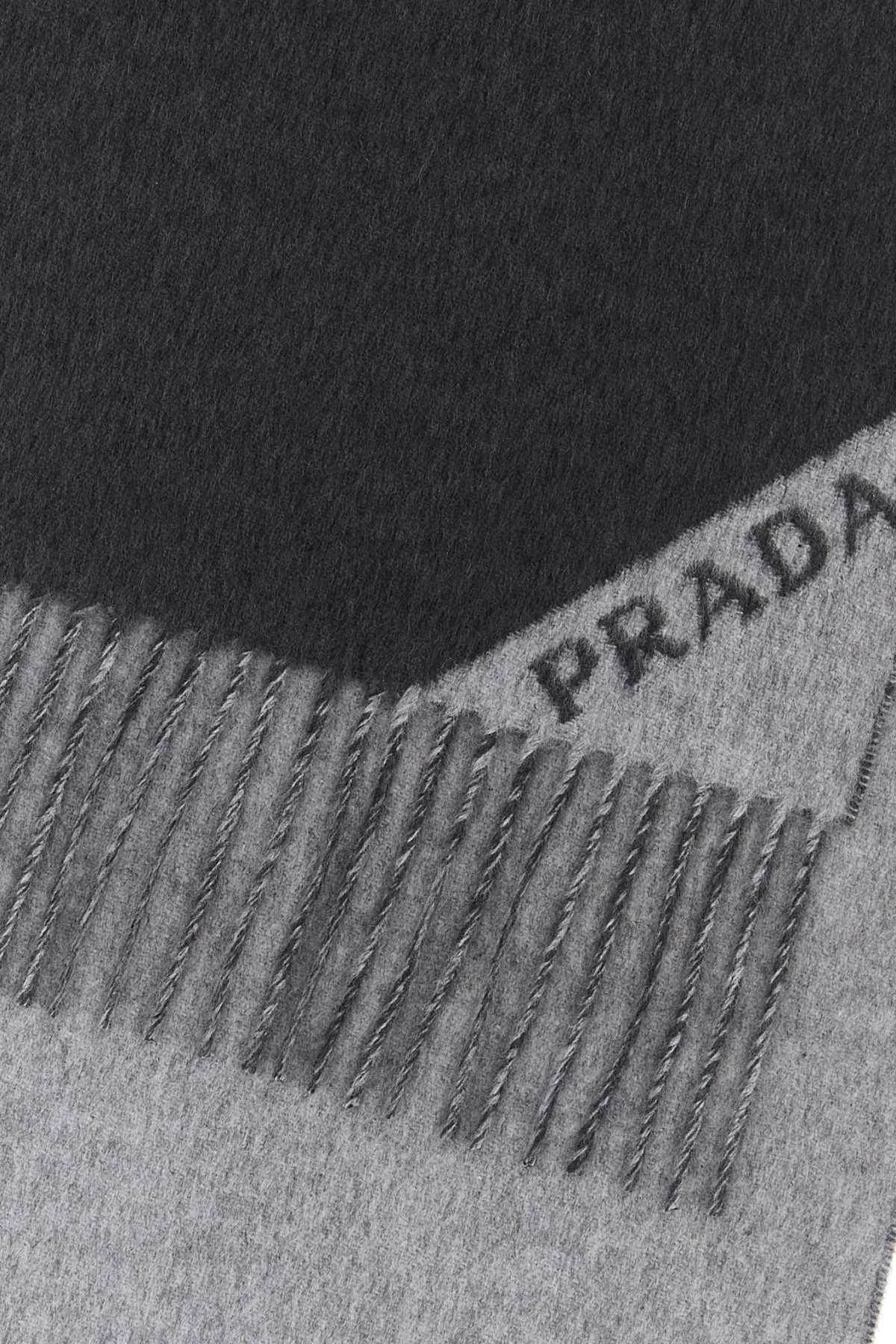 Prada Charcoal Cashmere Scarf In Gray