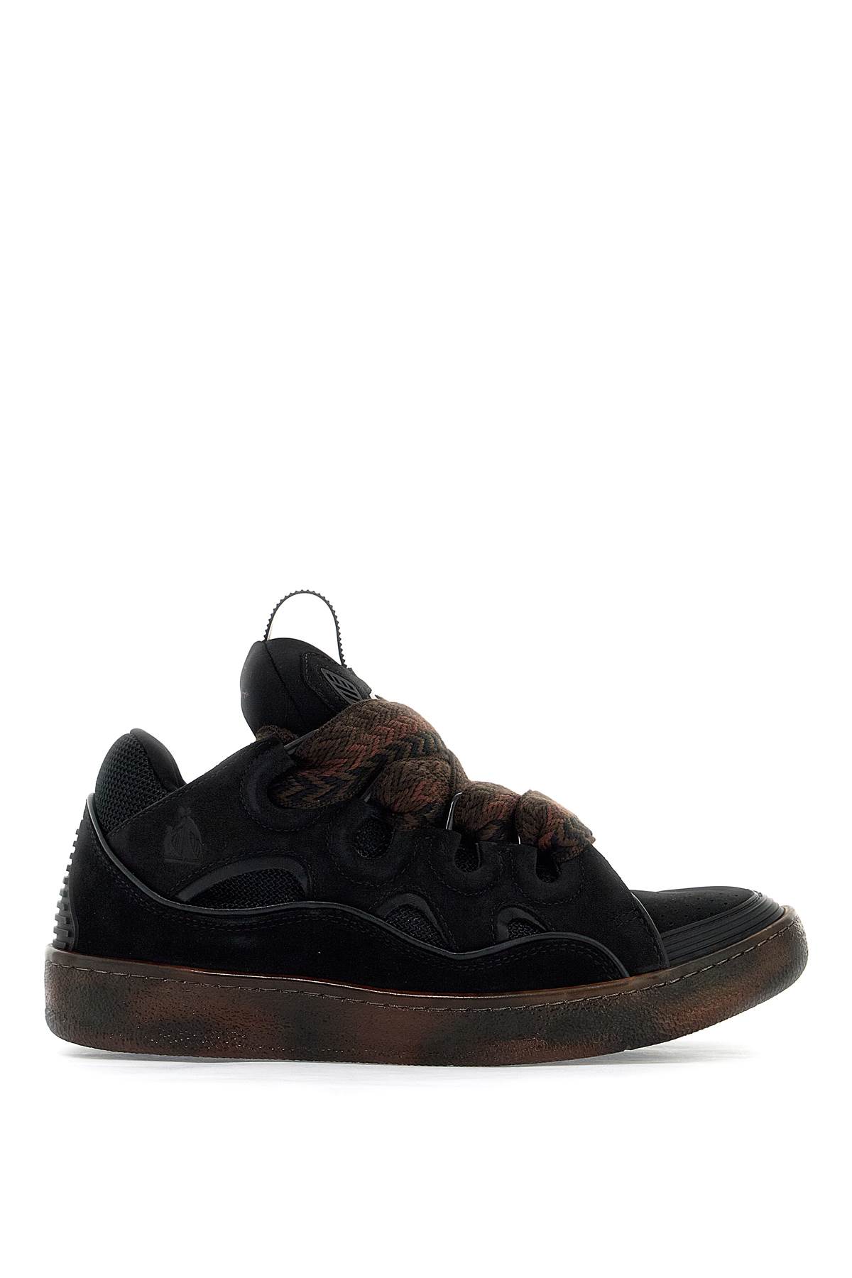 Shop Lanvin Curb Sneakers In Marron Foncé/marron (black)