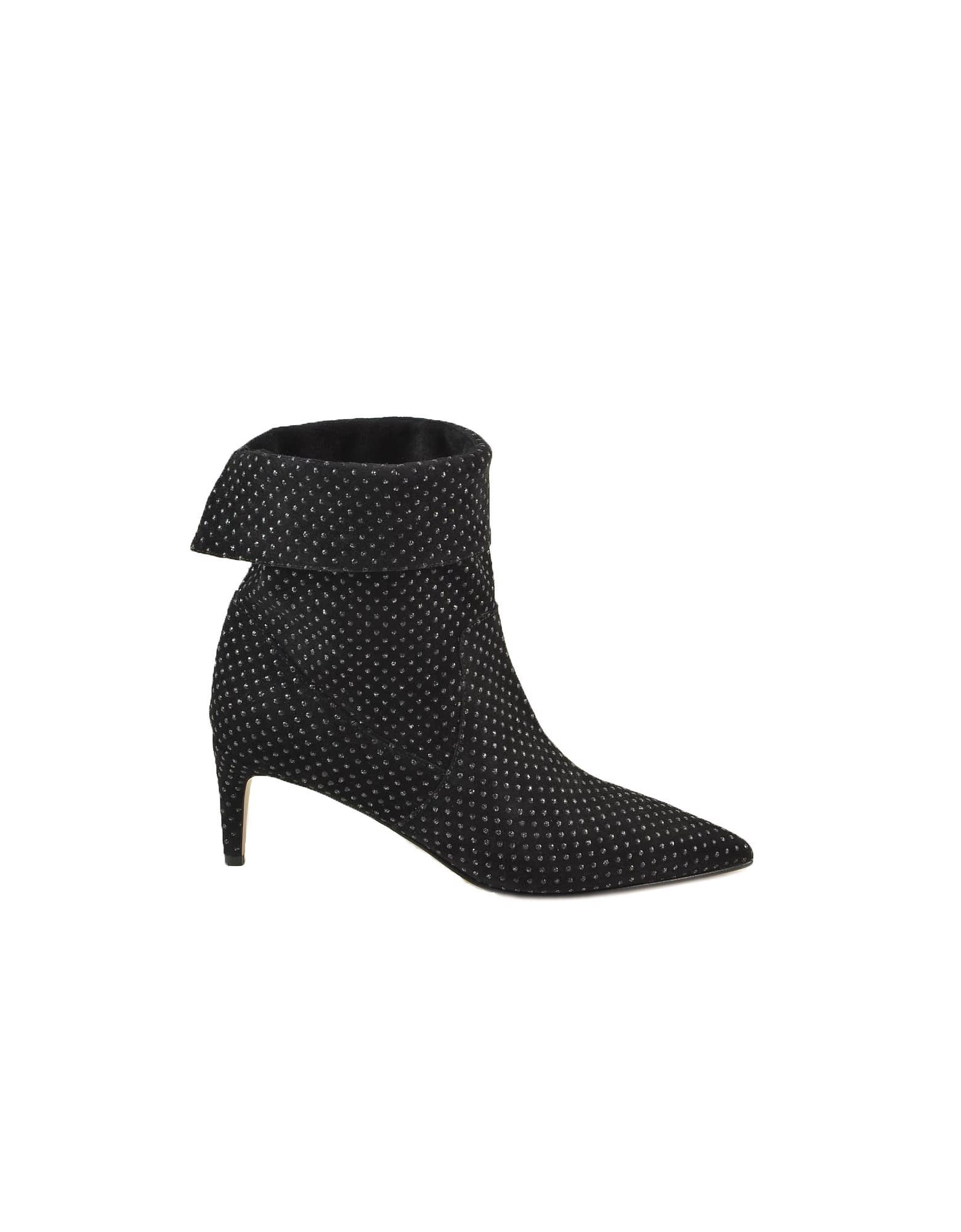 Red Valentino Black Allover Crystals Fold-over Top Booties