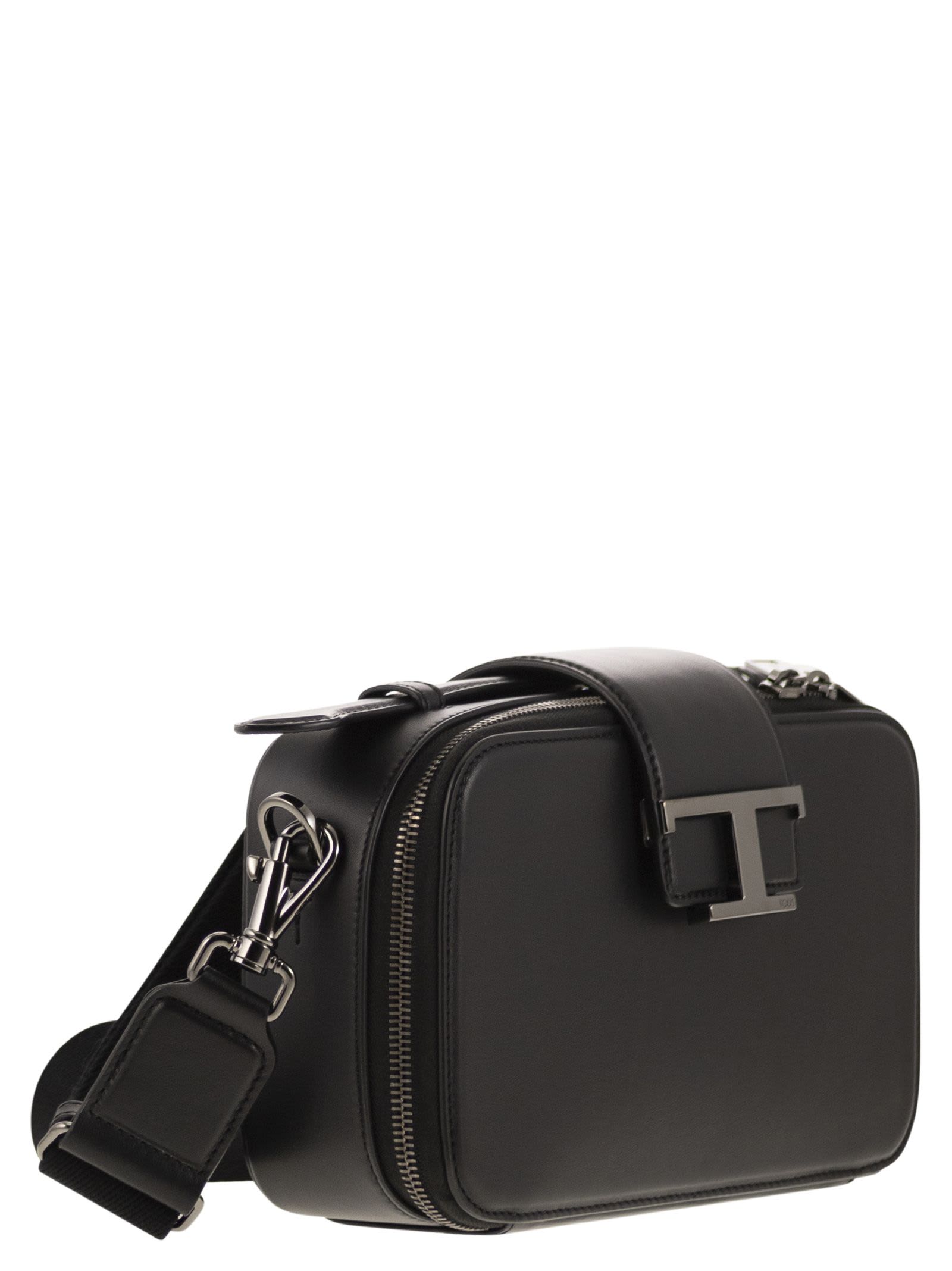 Shop Tod's Leather Mini Camera Bag In Black