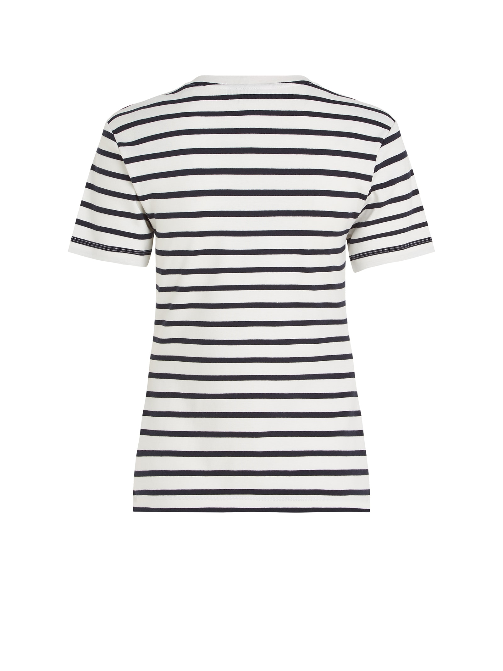 Shop Tommy Hilfiger Striped T-shirt With Mini Logo In Breton Ecru/desert Sky