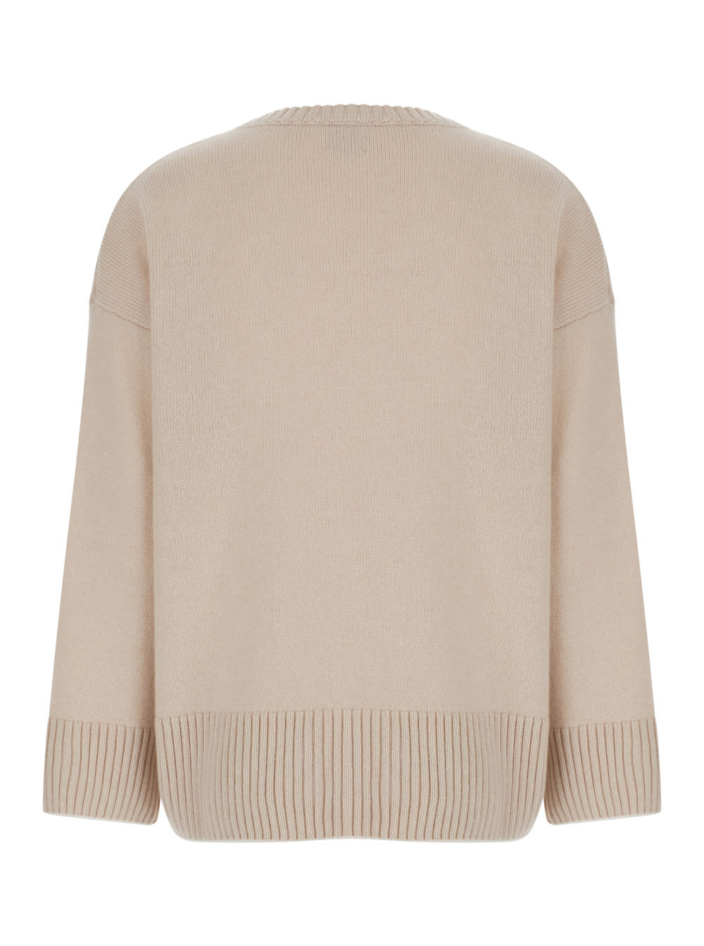 ELEVENTY WHITE CREWNECK SWEATER WITH DROPPED SHOUDLERS IN CASHMERE WOMAN 