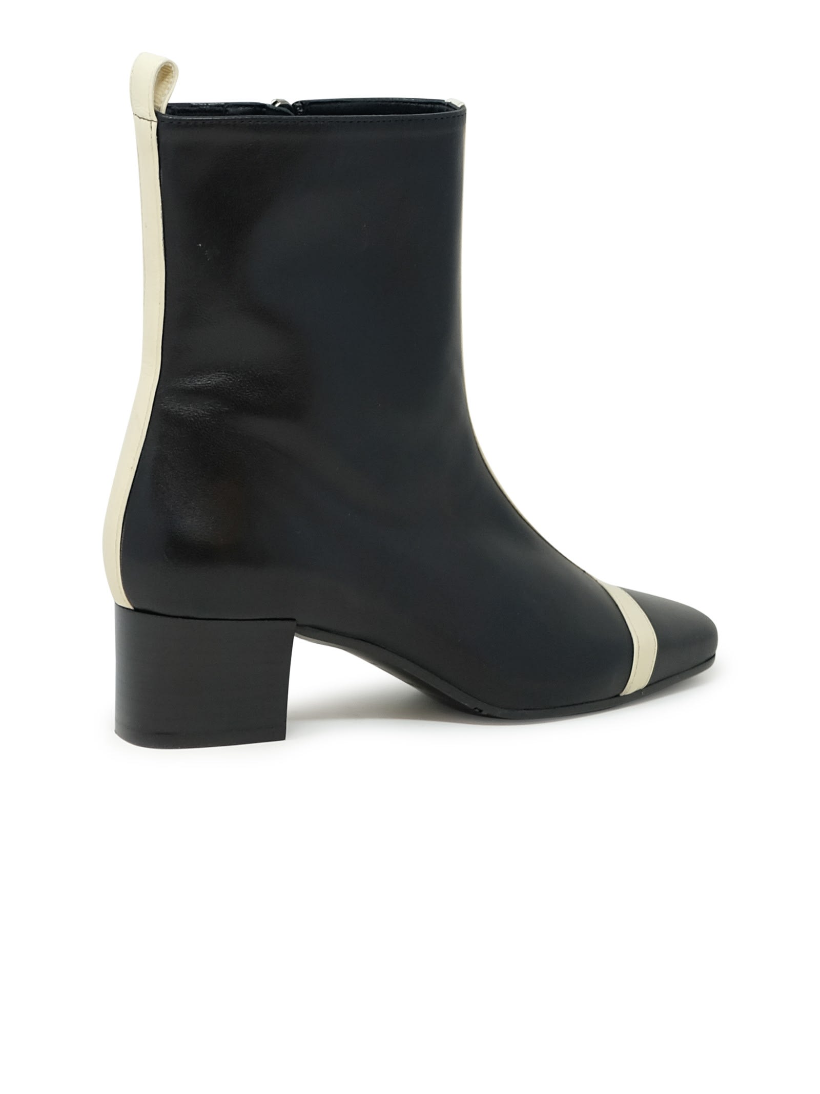 Shop Carel Paris Black And White Leather Boot In Black/white