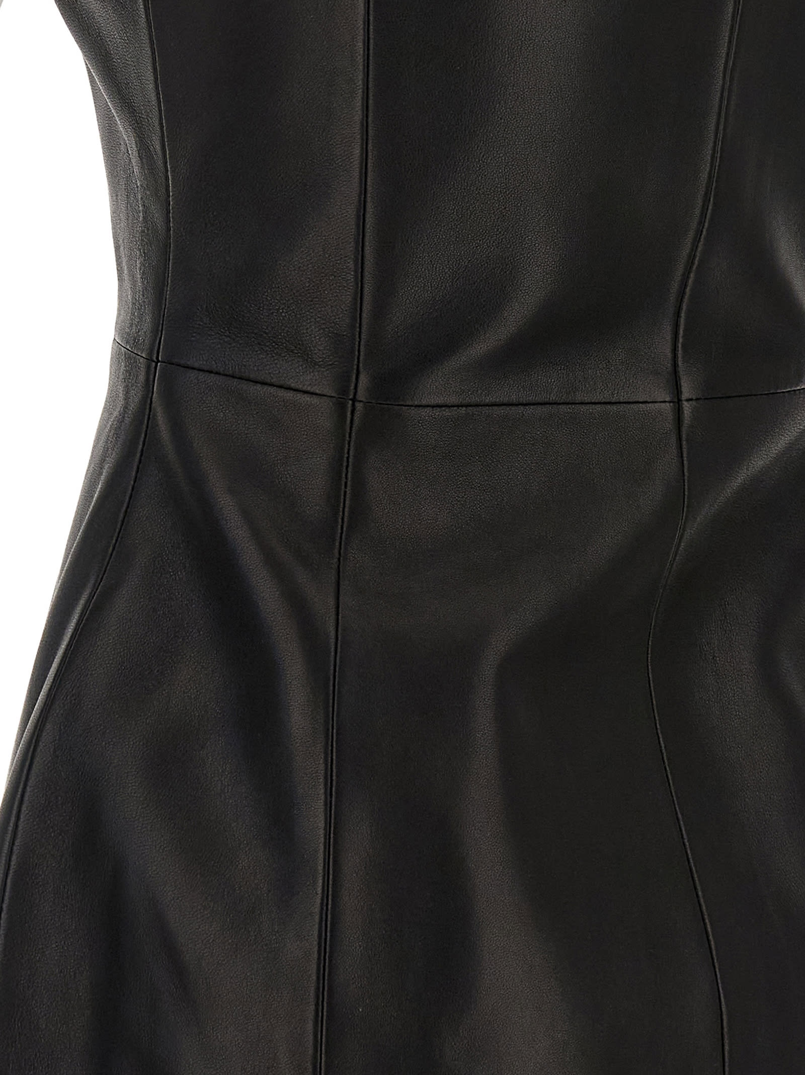 Balmain Maxi Zip Leather Dress In Black