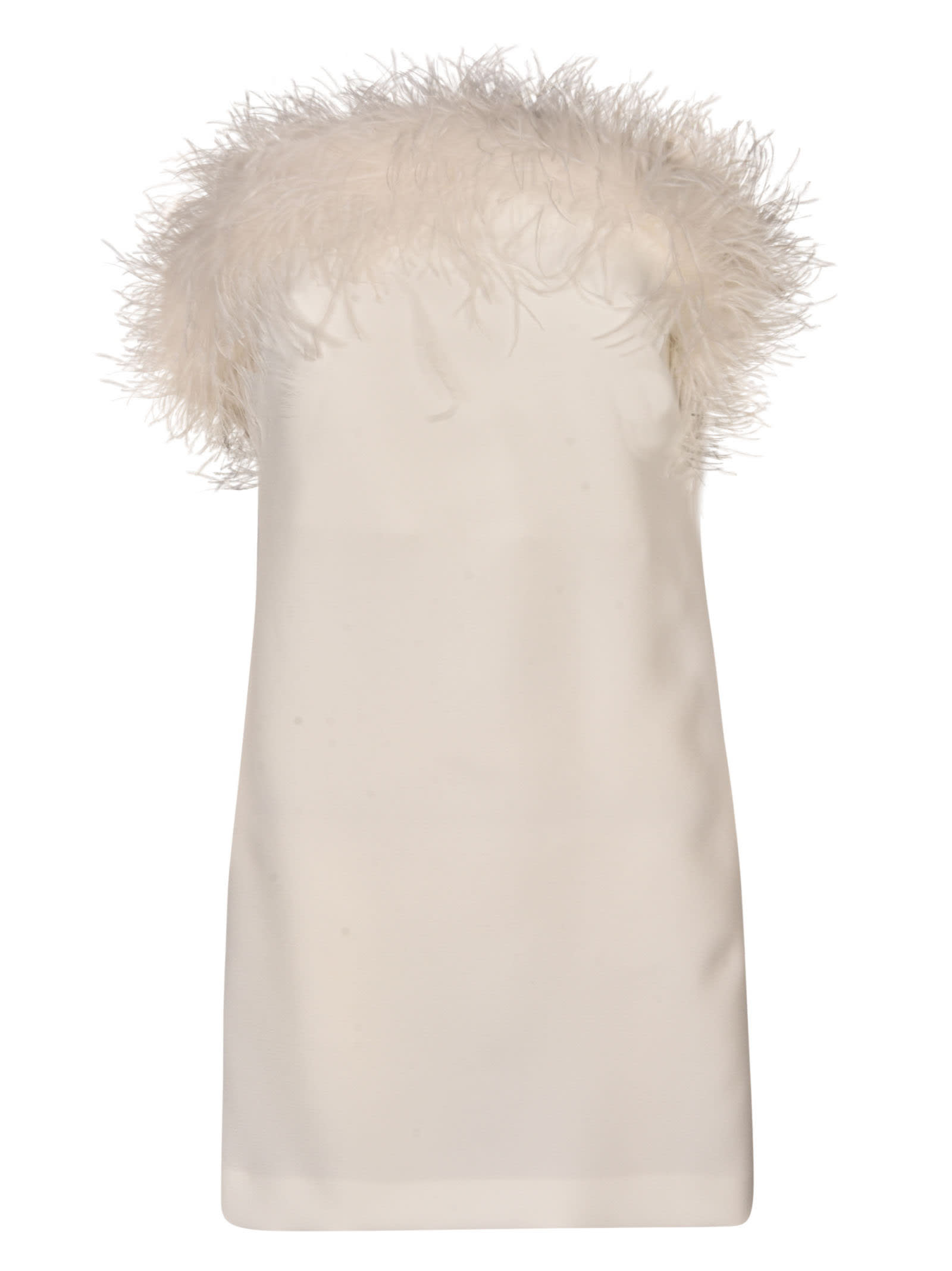 Parosh Fur Applique Sleeveless Short Dress