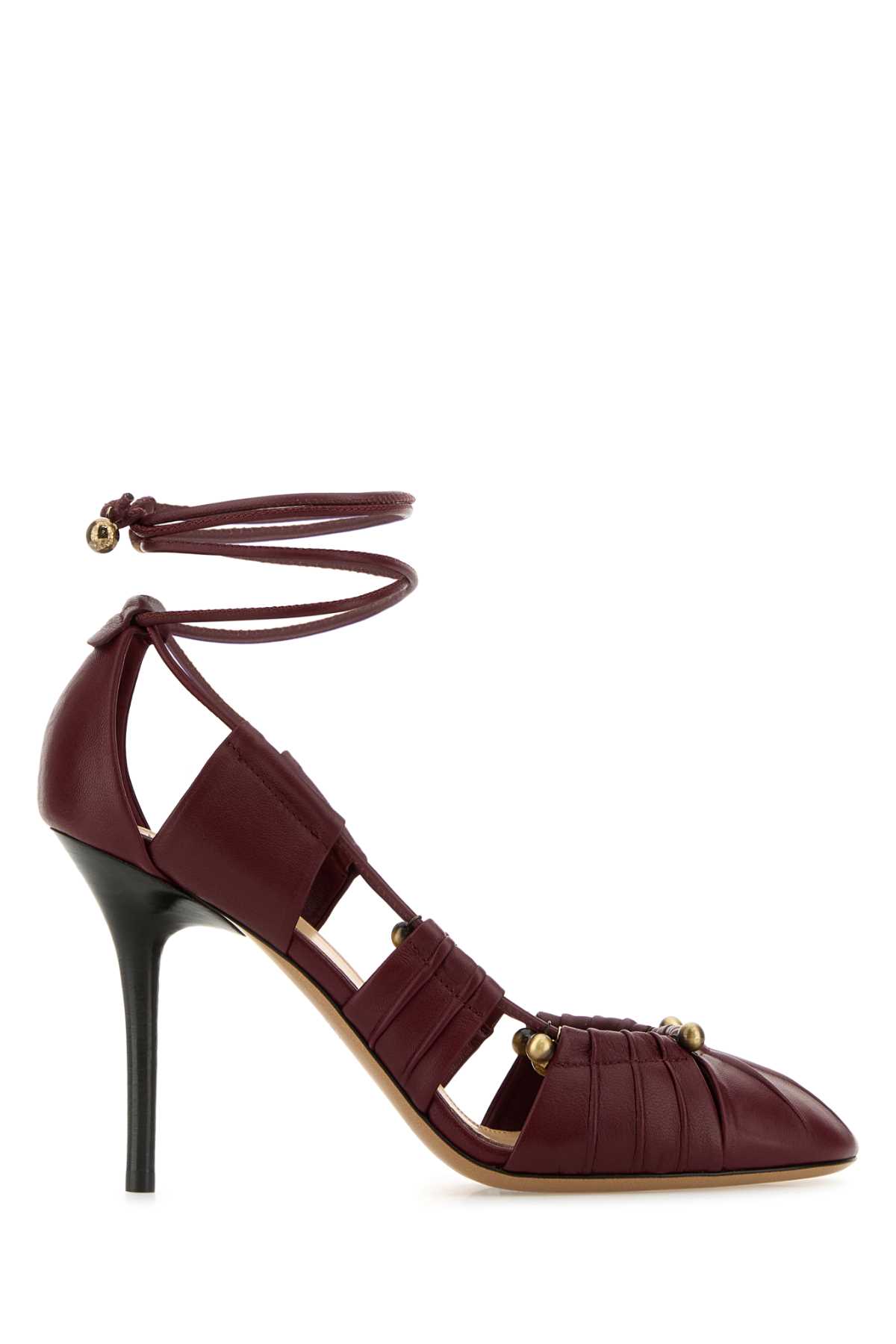 Chloé Burgundy Leather Luna Pumps