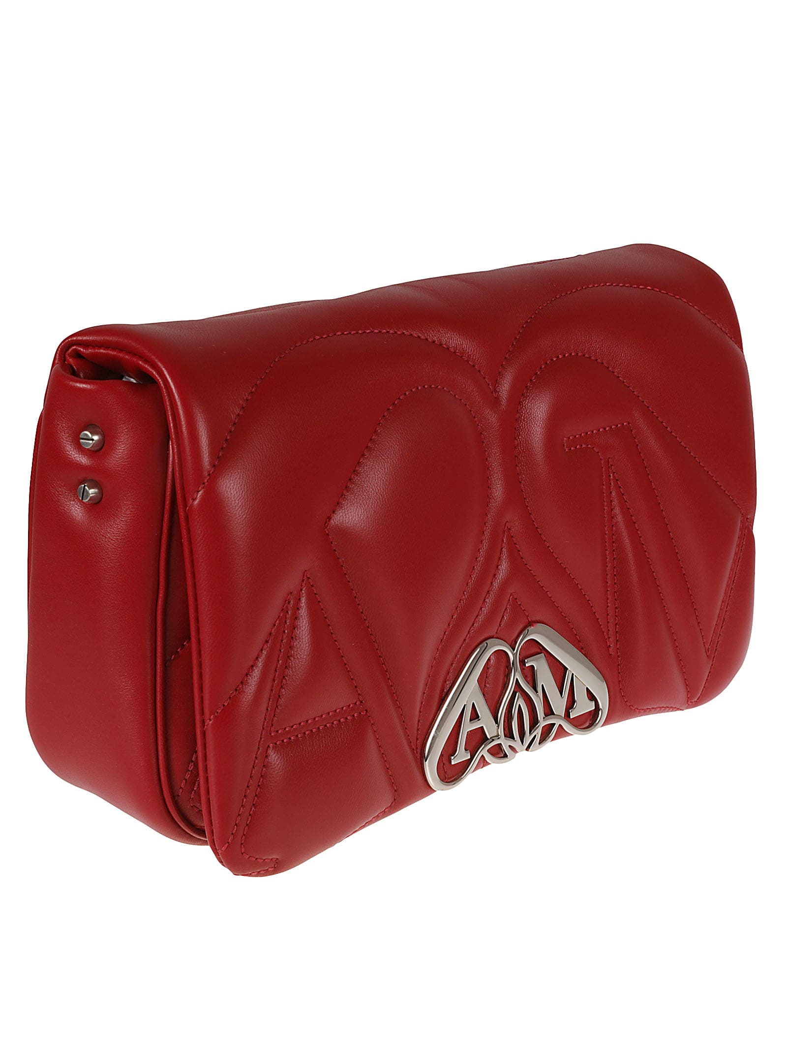 Shop Alexander Mcqueen Logo Flap Shoulder Bag In Blood Red