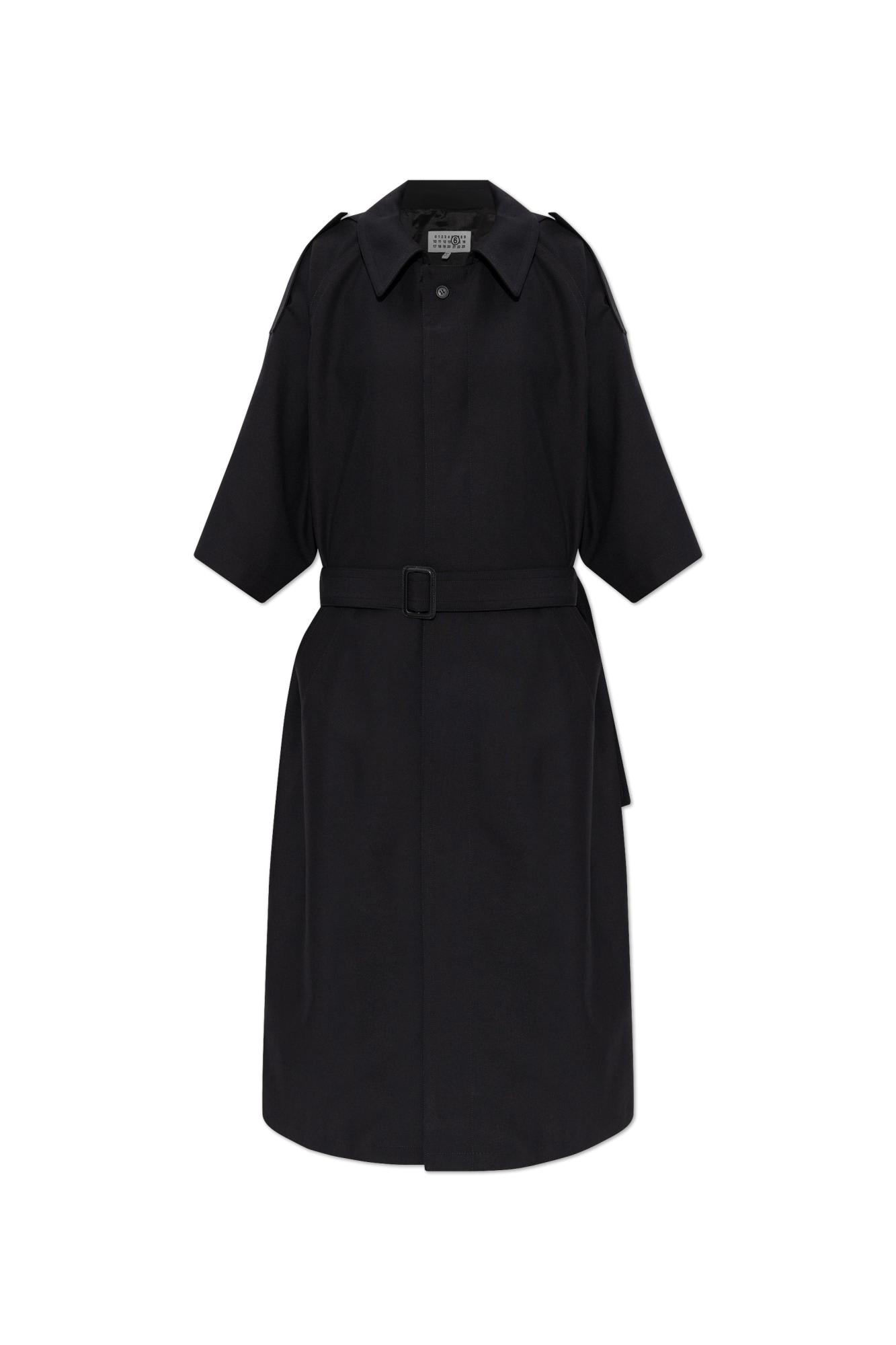 Mm6 Maison Margiela Coat With Short Sleeves In Black