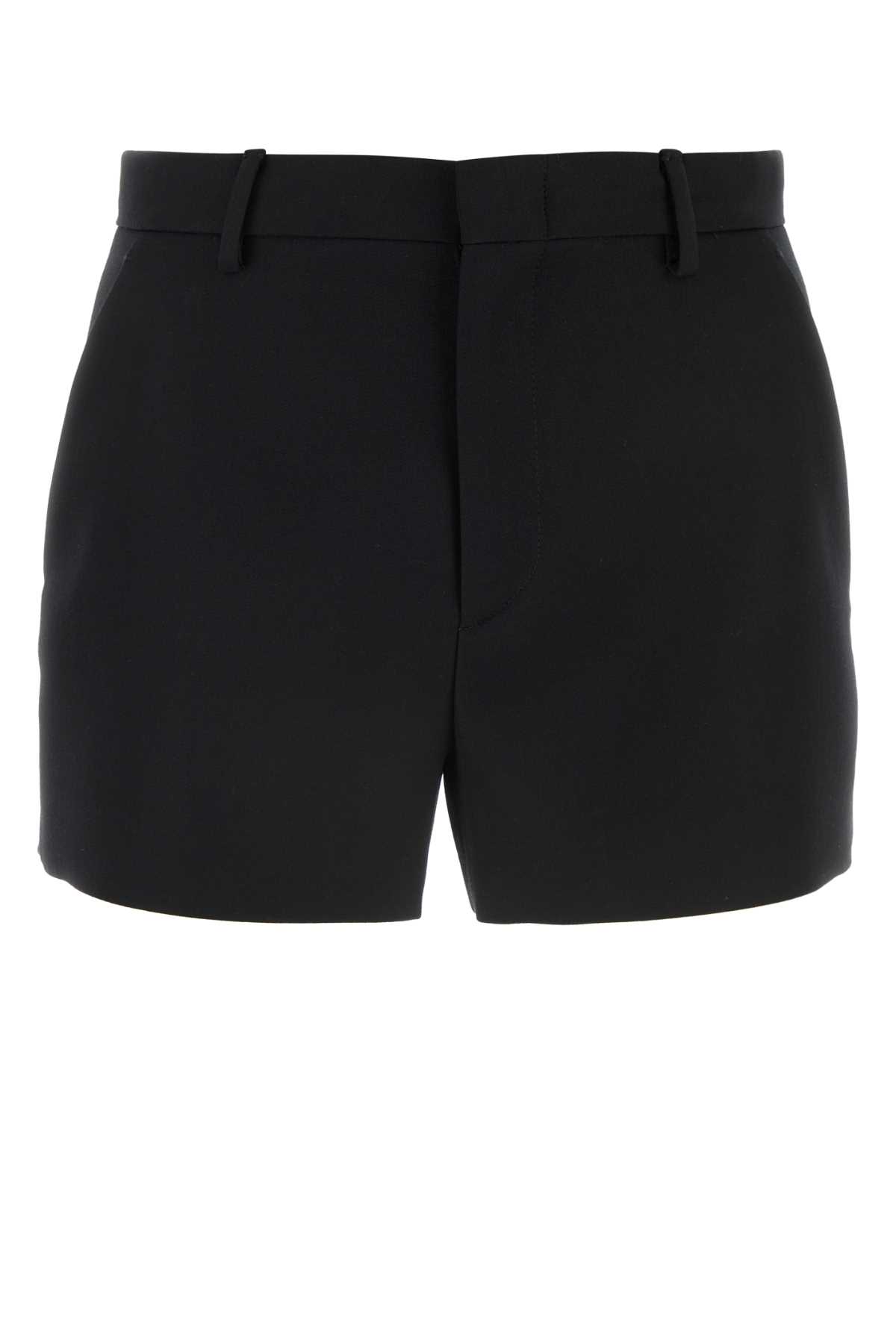 Black Wool Shorts