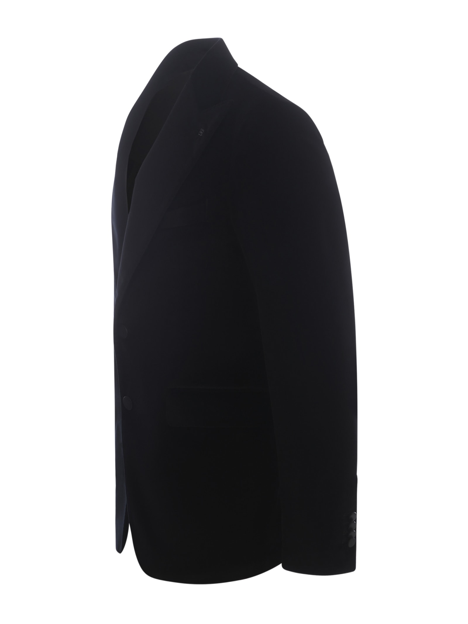 Shop Tagliatore Jacket  In Velvet In Black