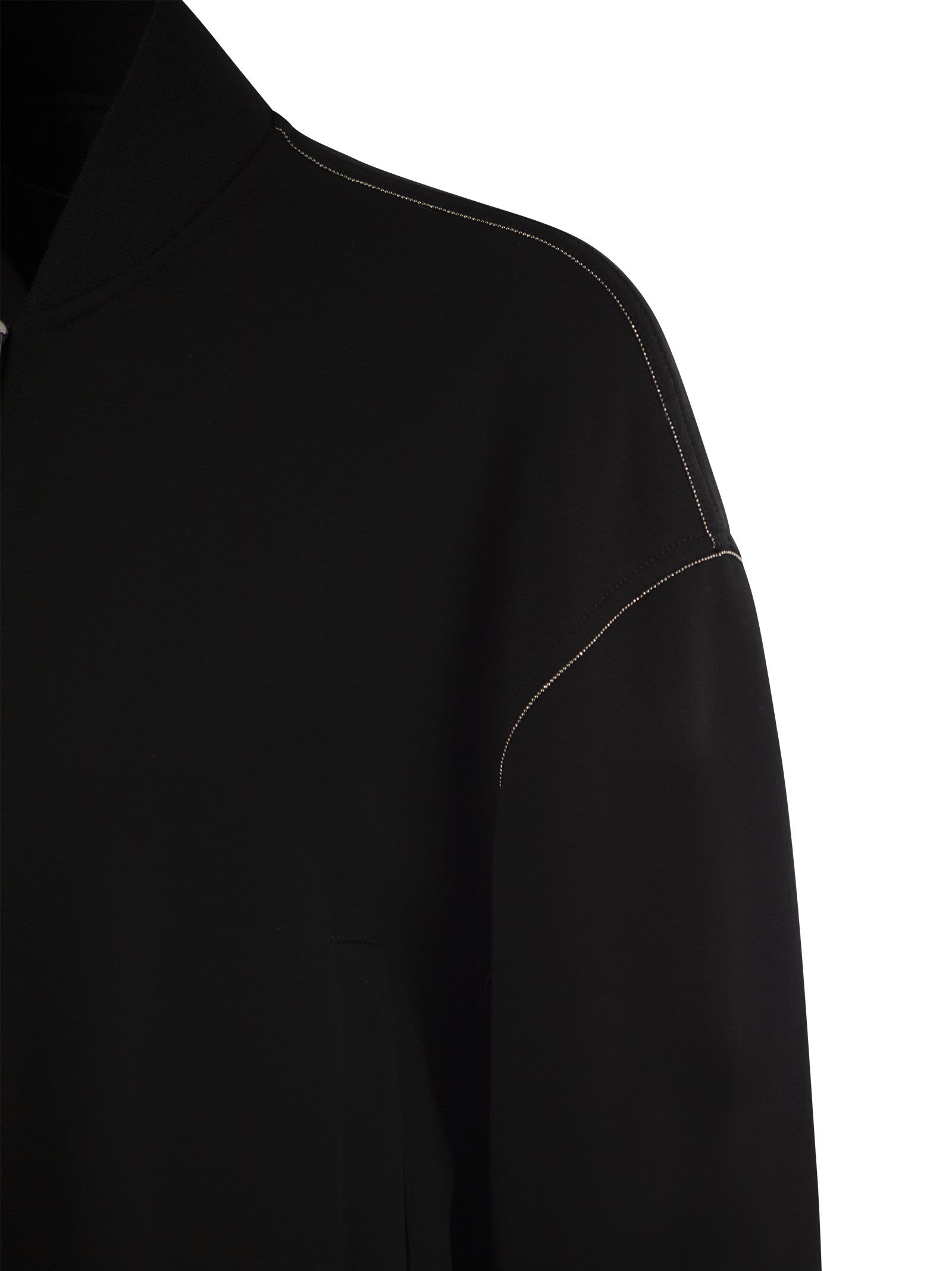 Shop Fabiana Filippi Bomber Jacket With Knitted Collar In Black