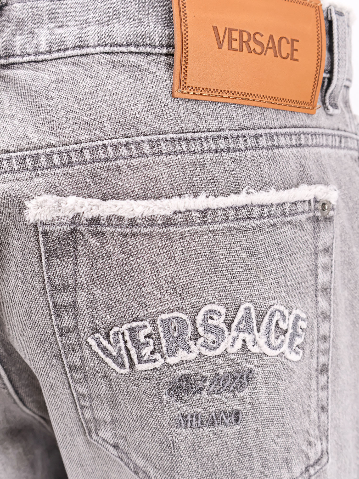 Versace Grey Denim Jeans In Grey