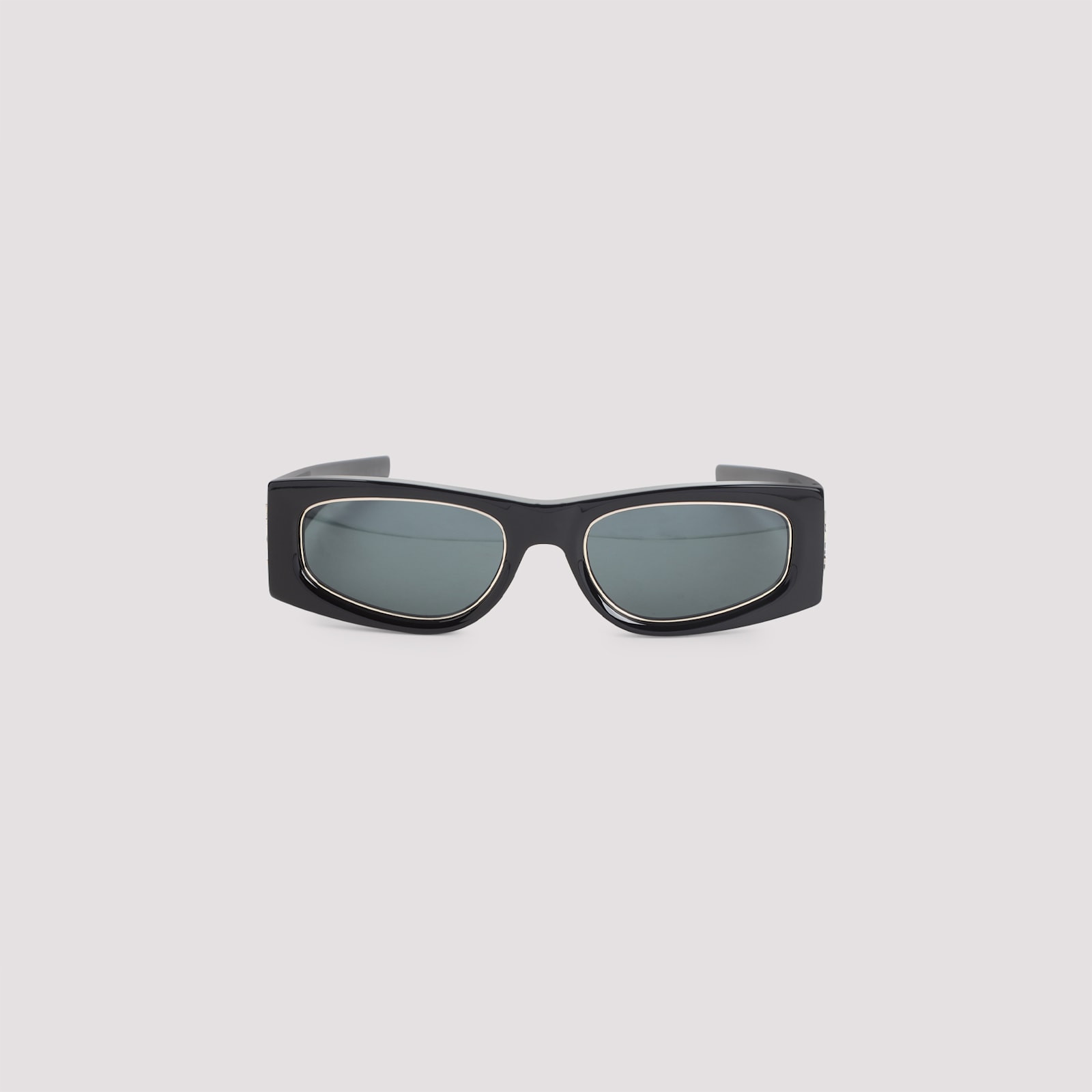 Saint Laurent Black Oval Shield Sunglasses In Black