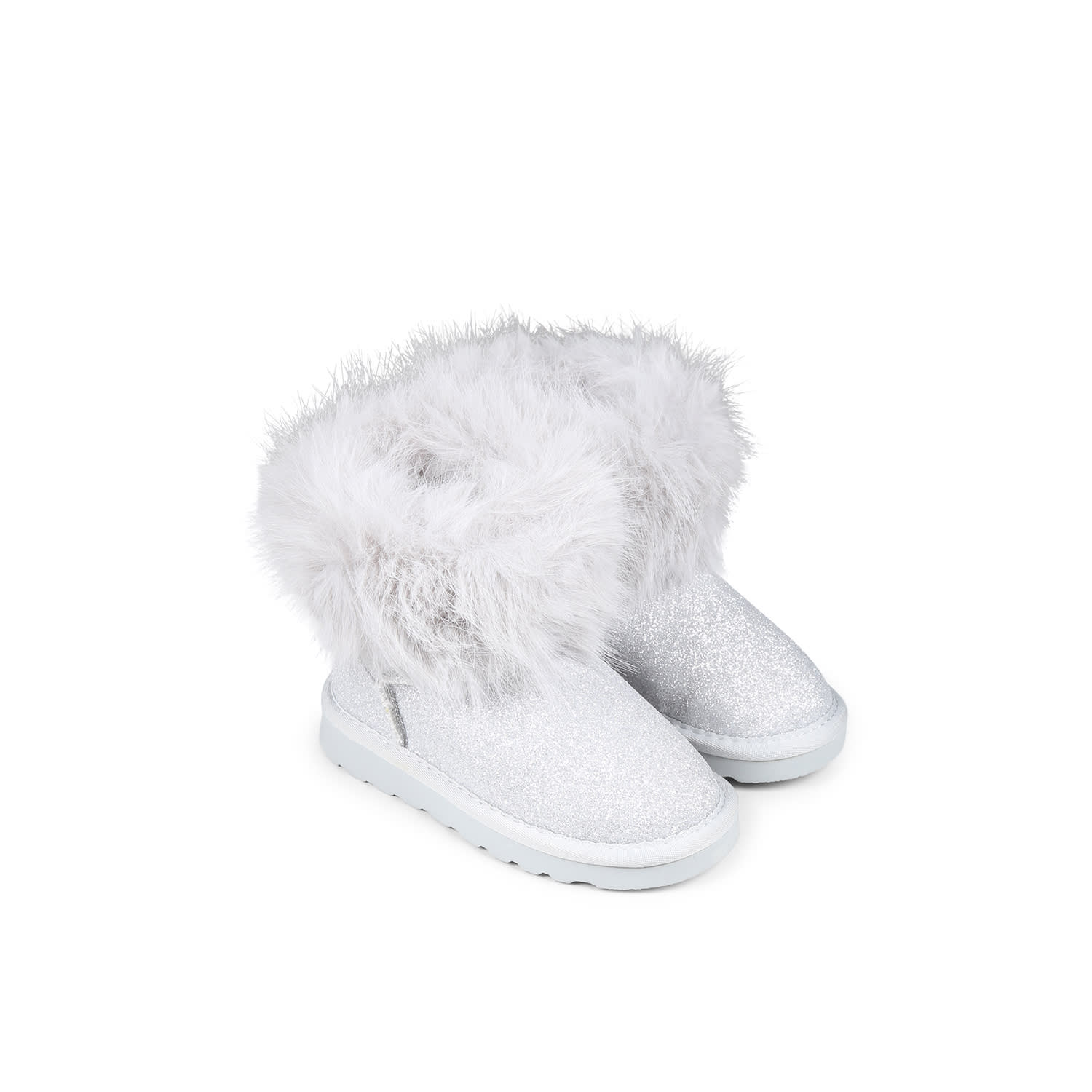 Monnalisa Silver Ankle Boots For Girl With Herat In Silver