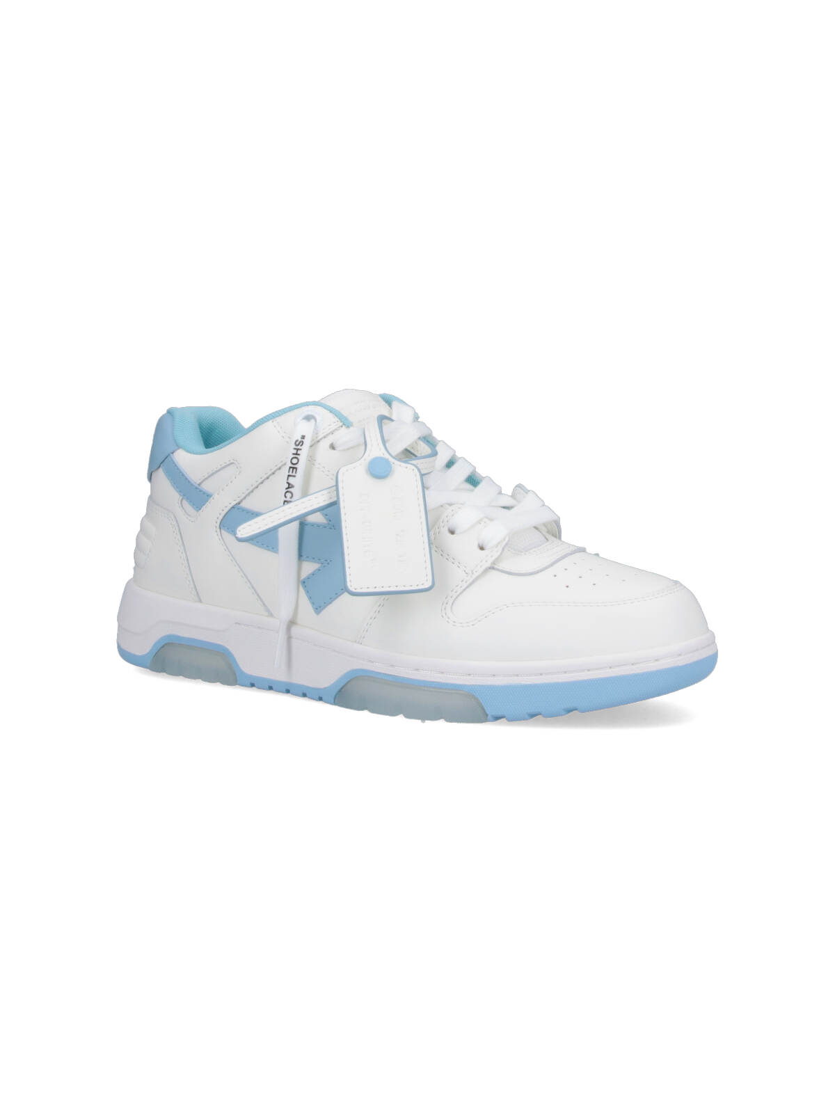 Off-white Low-top Sneakers With Leather Upper And Iconic Accents In White Light B
