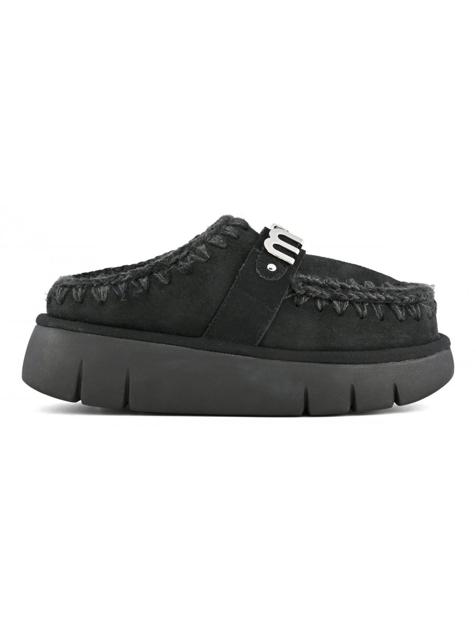 Shop Mou Black Double-face Sheepskin Bounce Clog