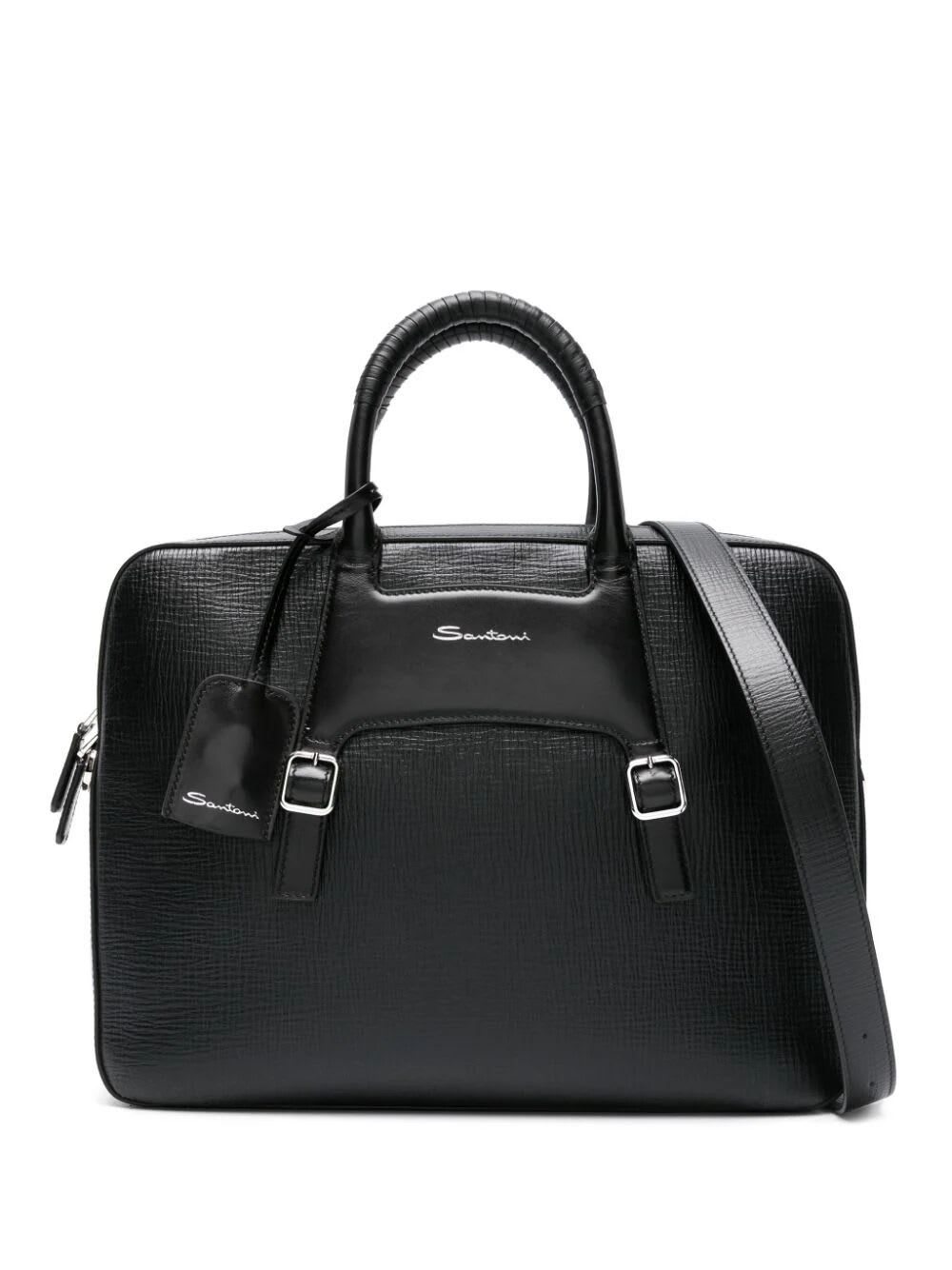 Shop Santoni Briefcase In Black