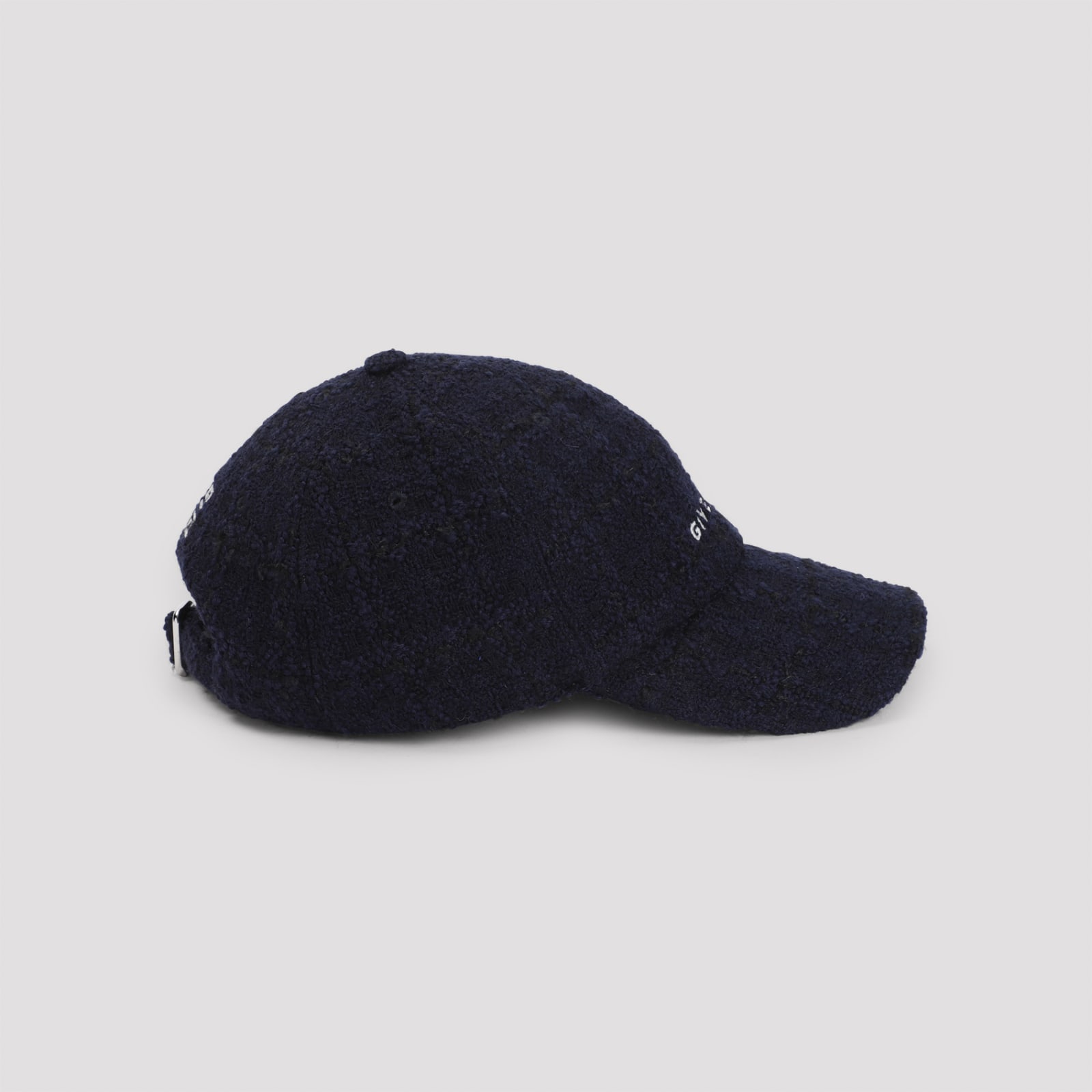 Shop Givenchy Embroidered Cap In Tweed In Dark Blue