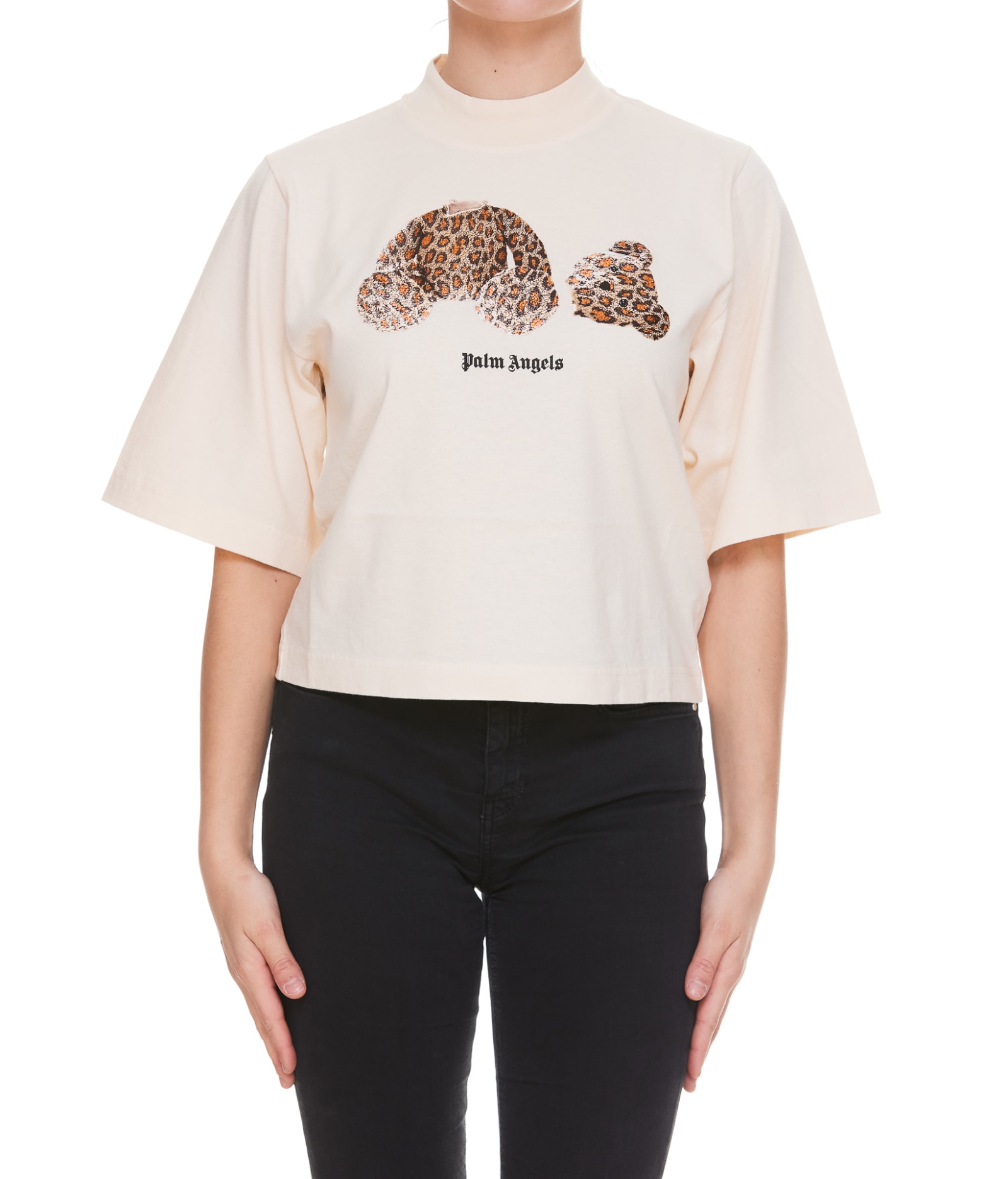 Palm Angels Leopard Bear Crop T-shirt