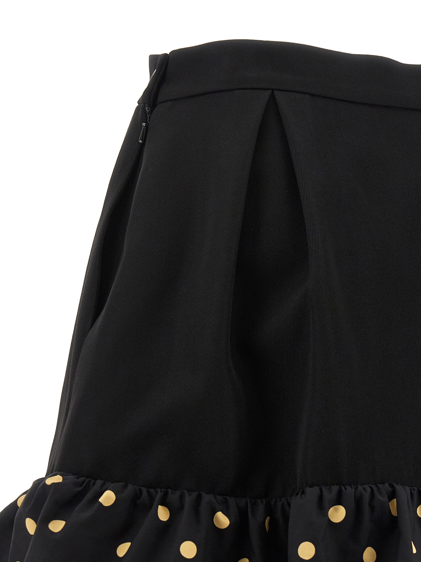 Moschino Polka Dots Wool Blend Diagonal Miniskirt In Black