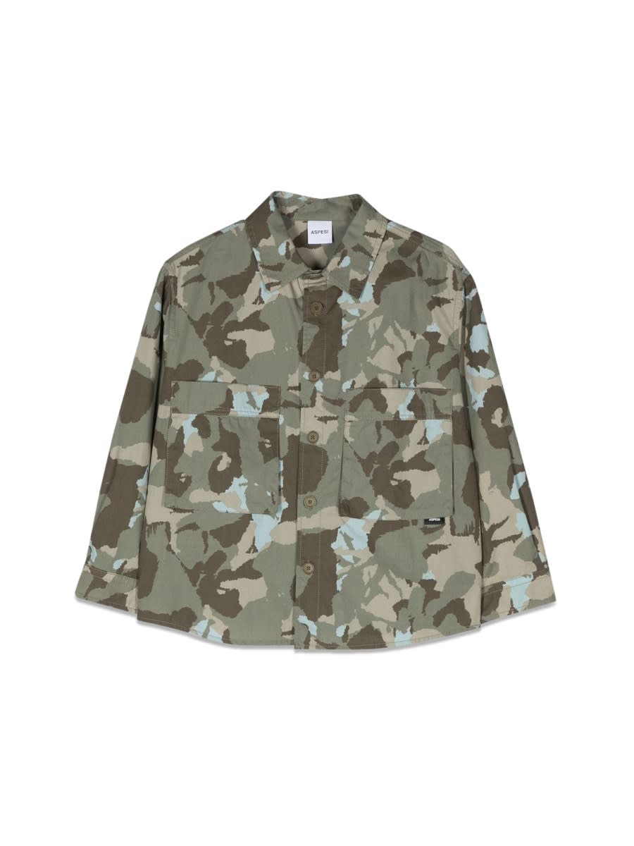 Aspesi Camouflage-print Two-pocket Shirt In Multicolour