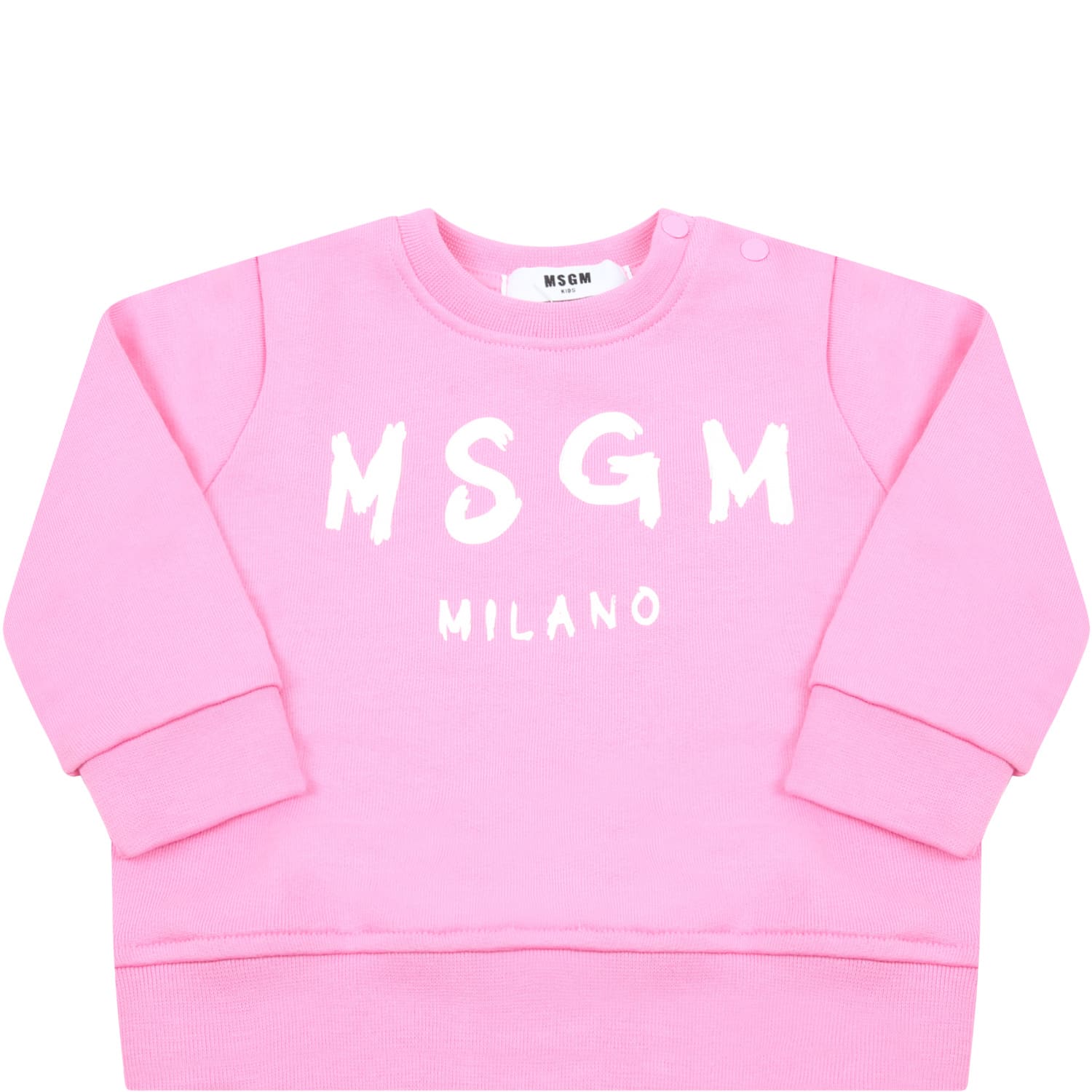 MSGM Pink Sweatshirt For Babygirl With Logo