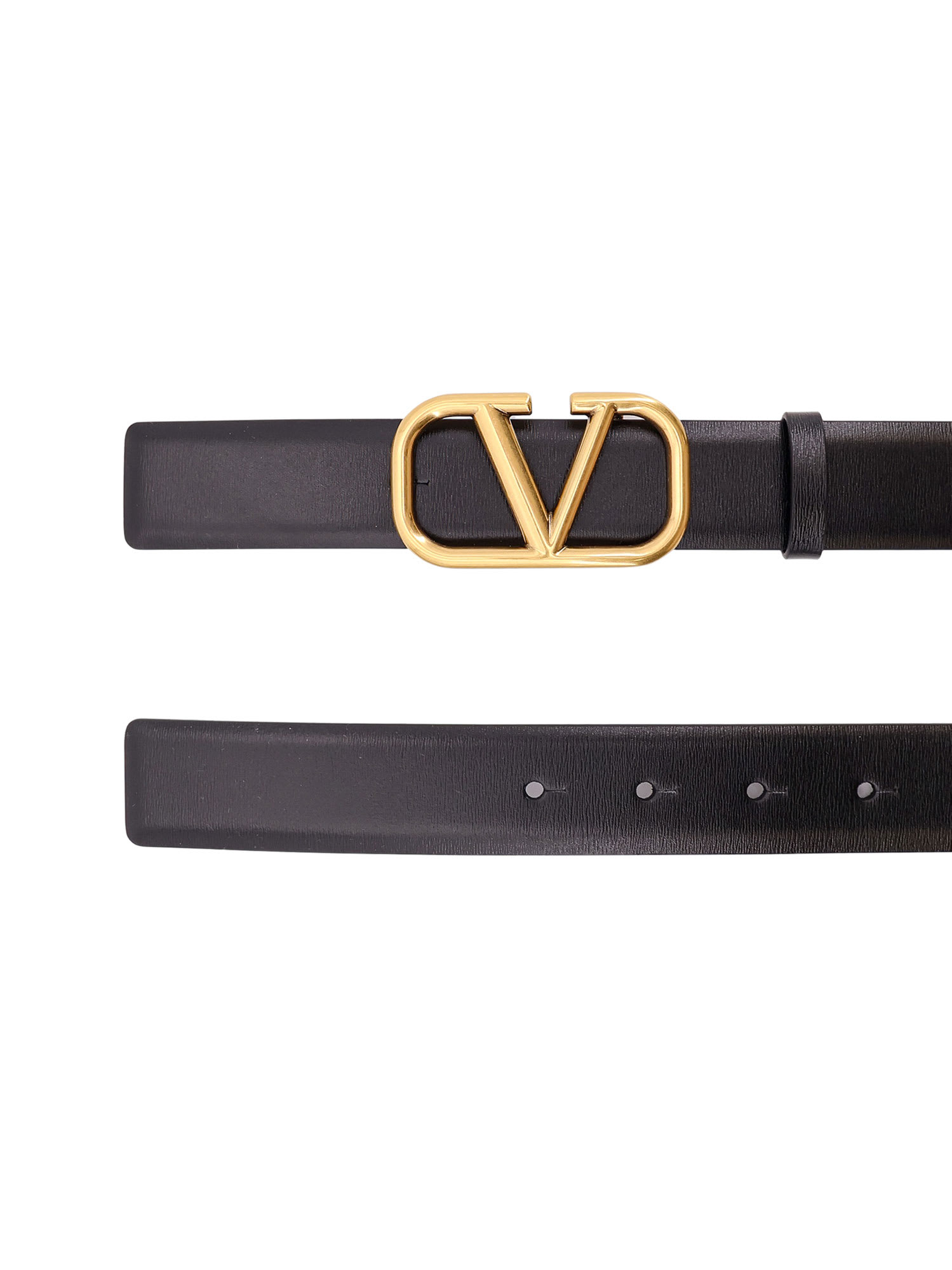 Valentino Garavani Elegant Black Leather Belt With Gold Buckle 30 Mm