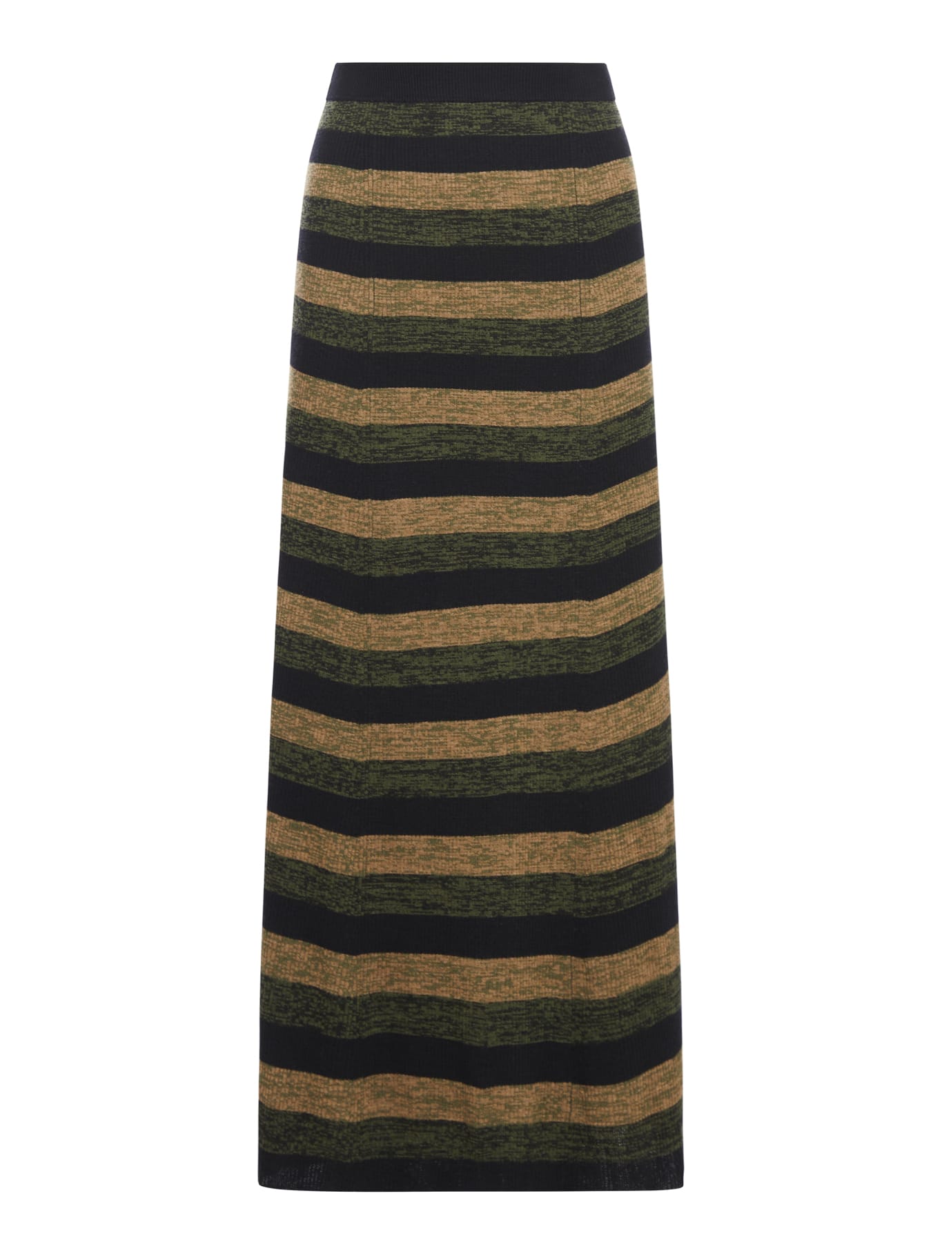 Shop Ganni Mini Ribbed Merino Maxi Skirt In Multicolour