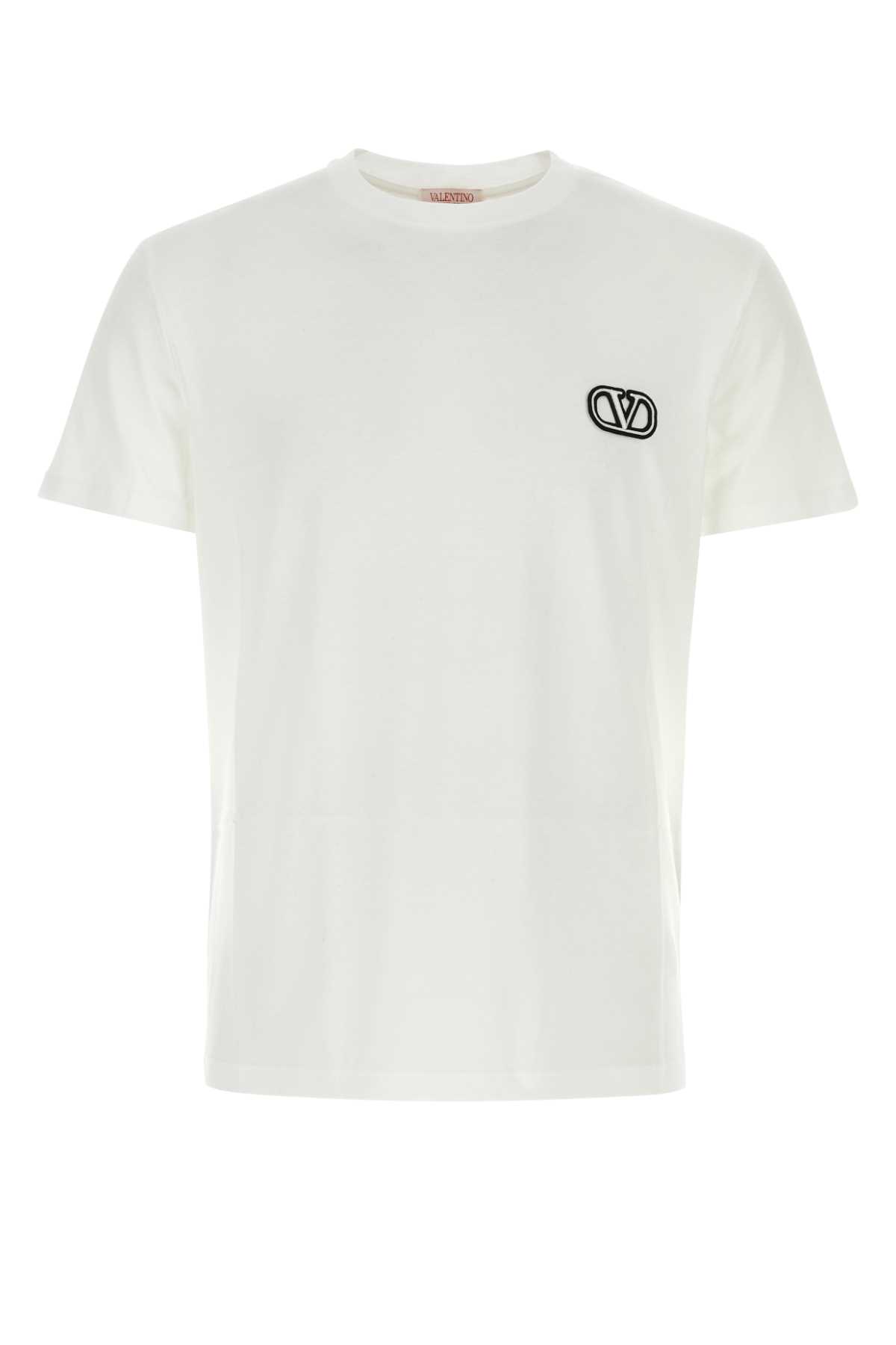 Shop Valentino White Cotton T-shirt In Bianco