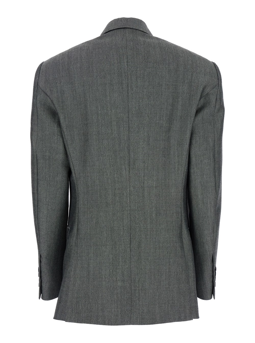 Phoebe Philo Grey Double-breasted Jacket With Peak Revers In Wool Woman In Gray