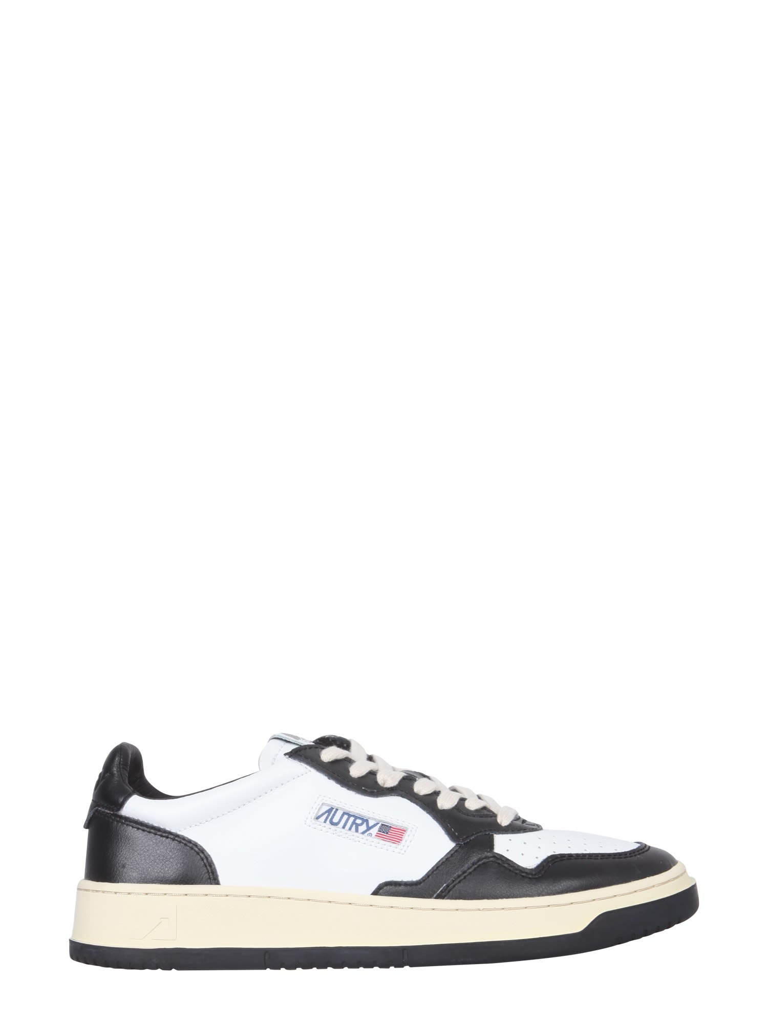 Shop Autry Leather Sneakers In White Black