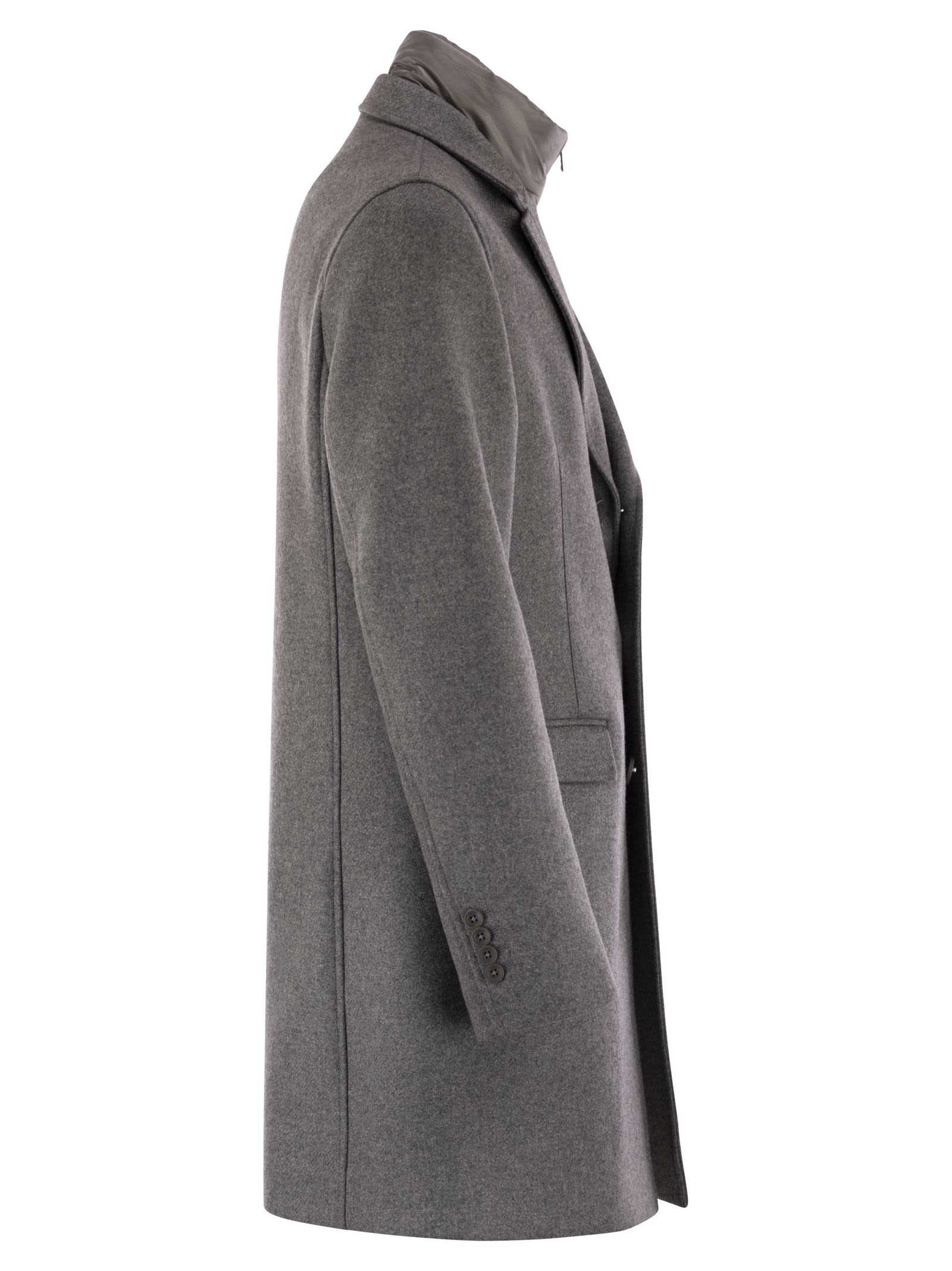 Herno Coat With Detachable Collar In Gray
