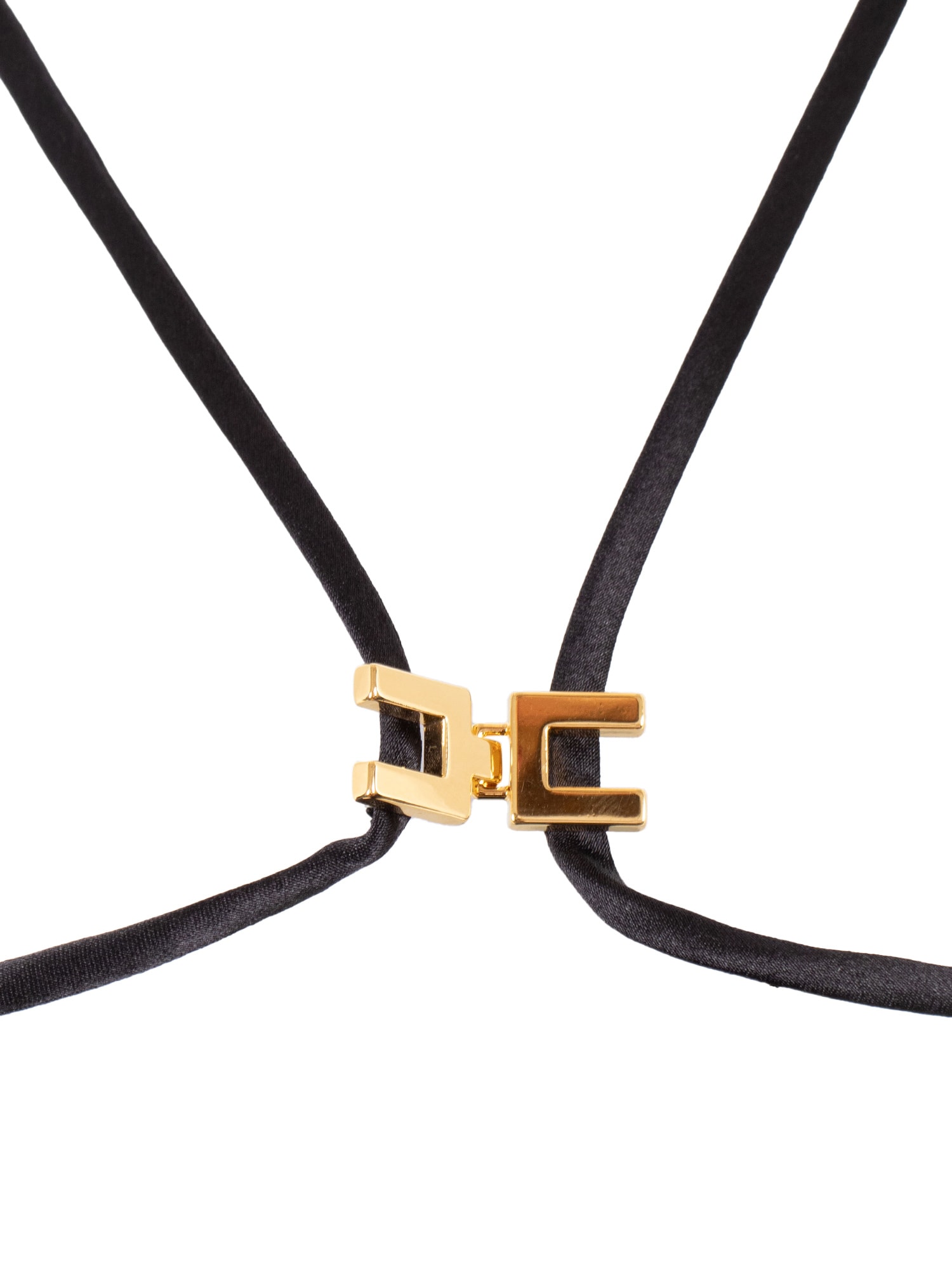 Elisabetta Franchi Maxi Dress With Draped Cowl Neckline In Black