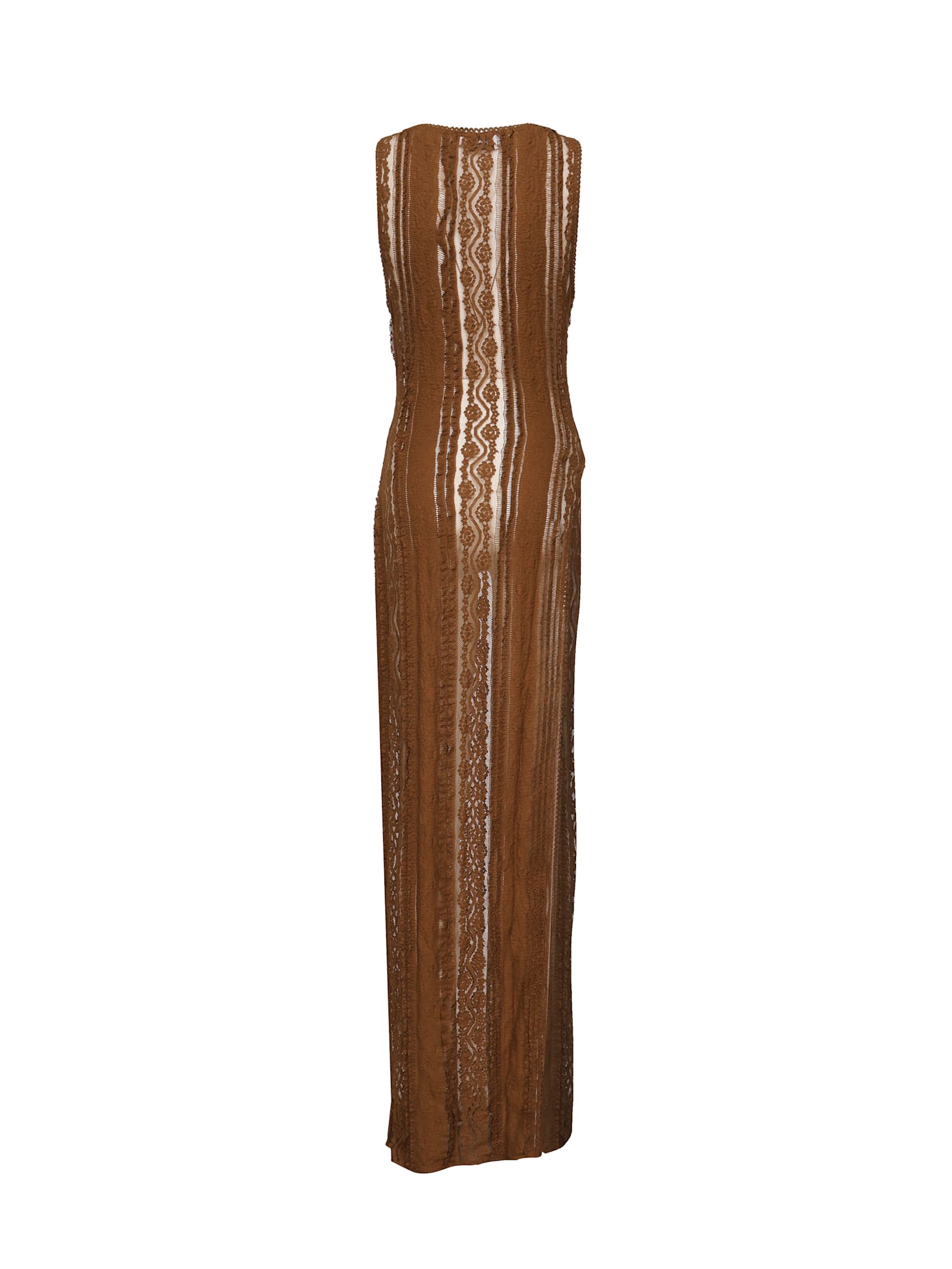 Charo Ruiz Lace-panelled Sleeveless Dress In Brown