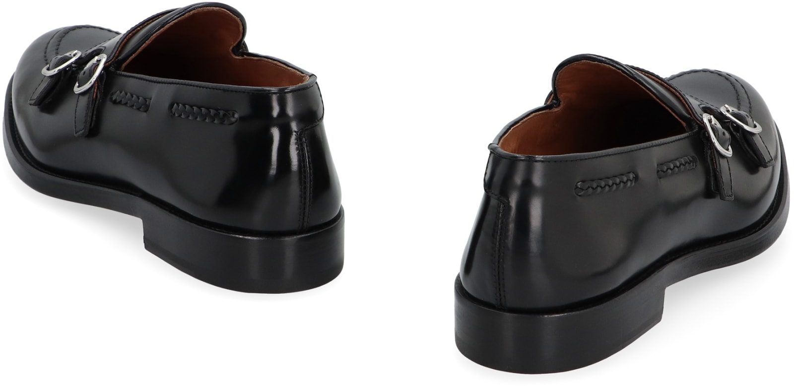 Shop Doucal's Leather Monk-strap Shoes In Black