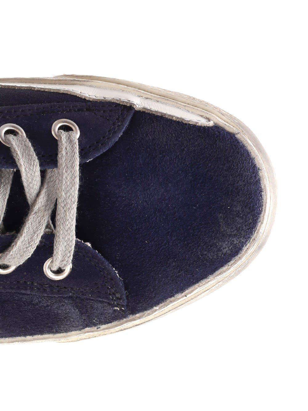 Golden Goose Francy Distressed Suede High-top Sneakers In Night Blue/white